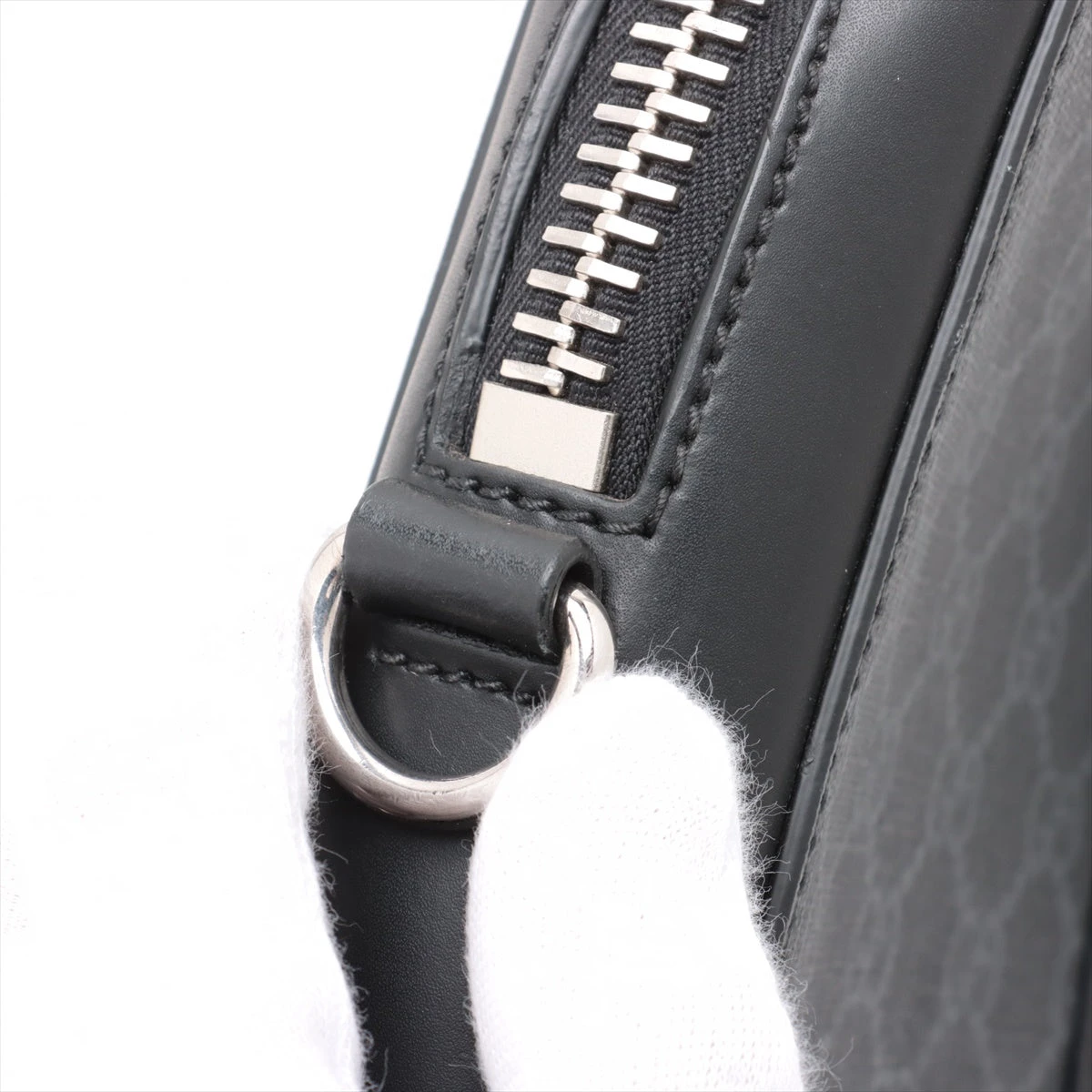グッチ GGスプリーム PVC×レザー 2WAYビジネスバッグ グレー