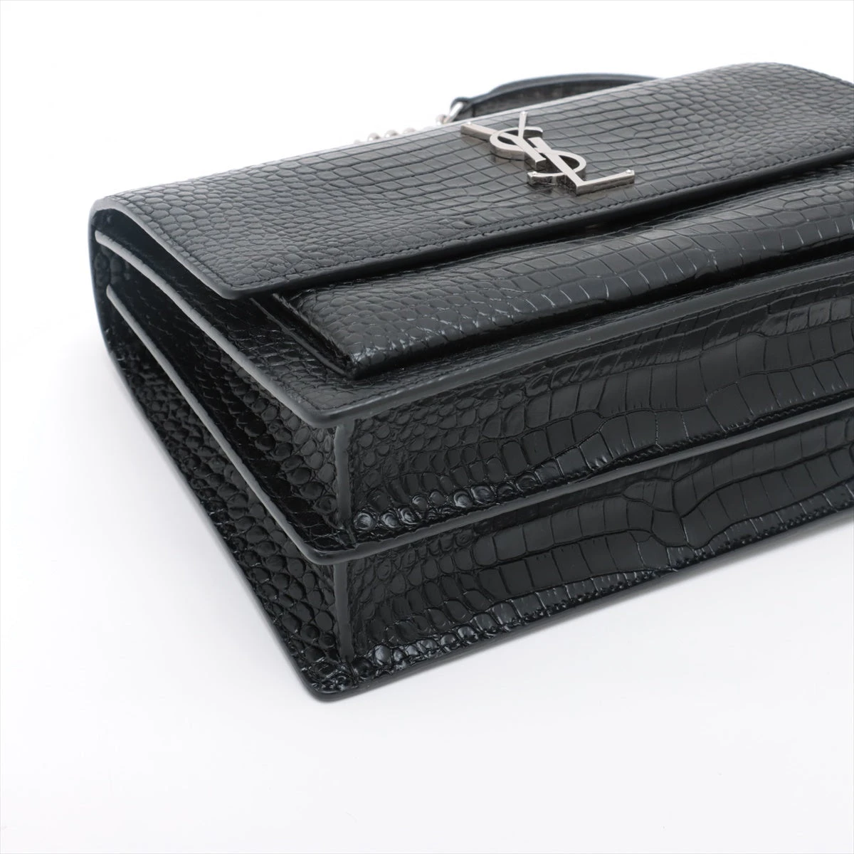 サンローランパリ ミディアム サンセット クロコ型押し チェーン