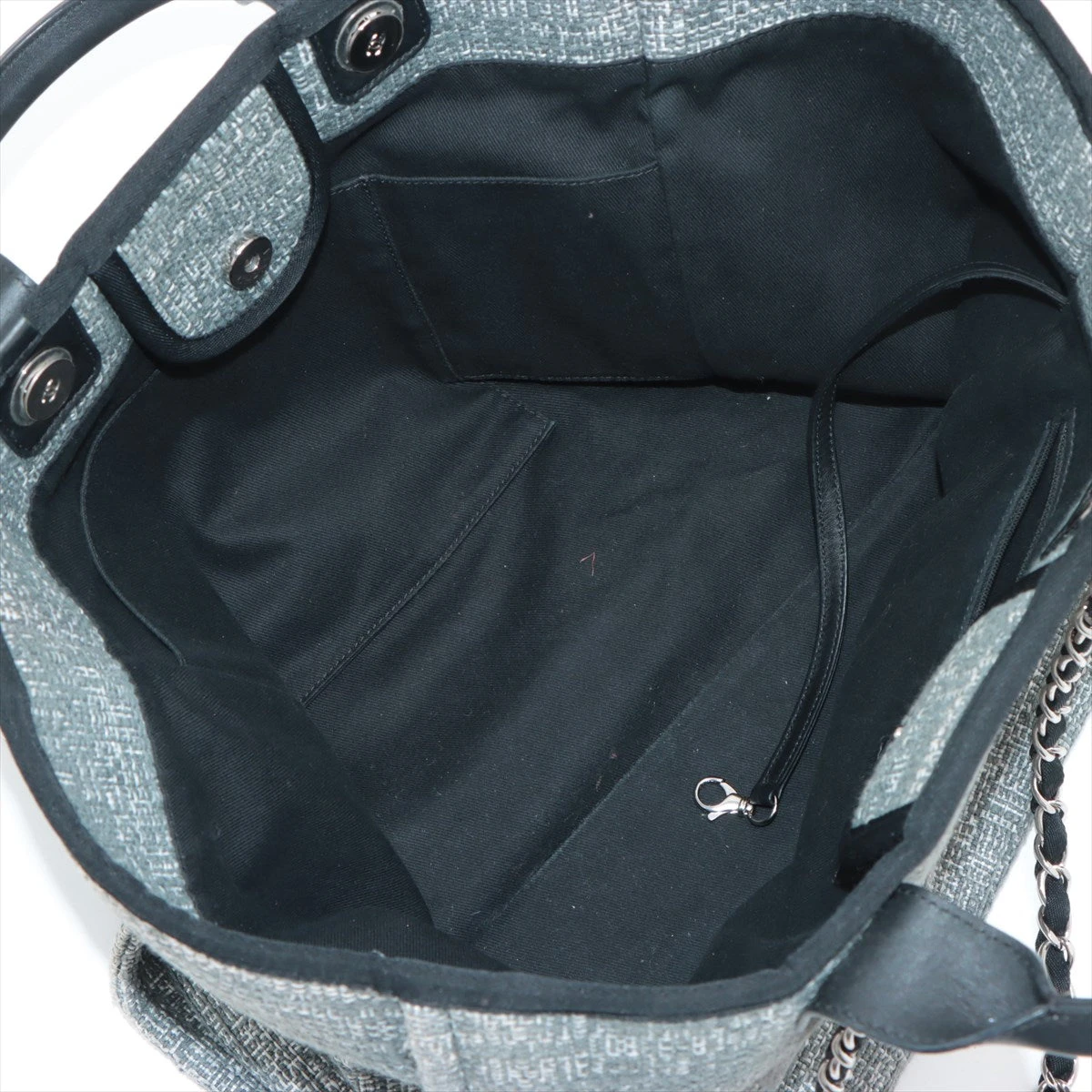 CHANEL グレー チェック柄 トートバッグ 美品】CHANEL ドーヴィルライン GM トートバッグ グレー デニム