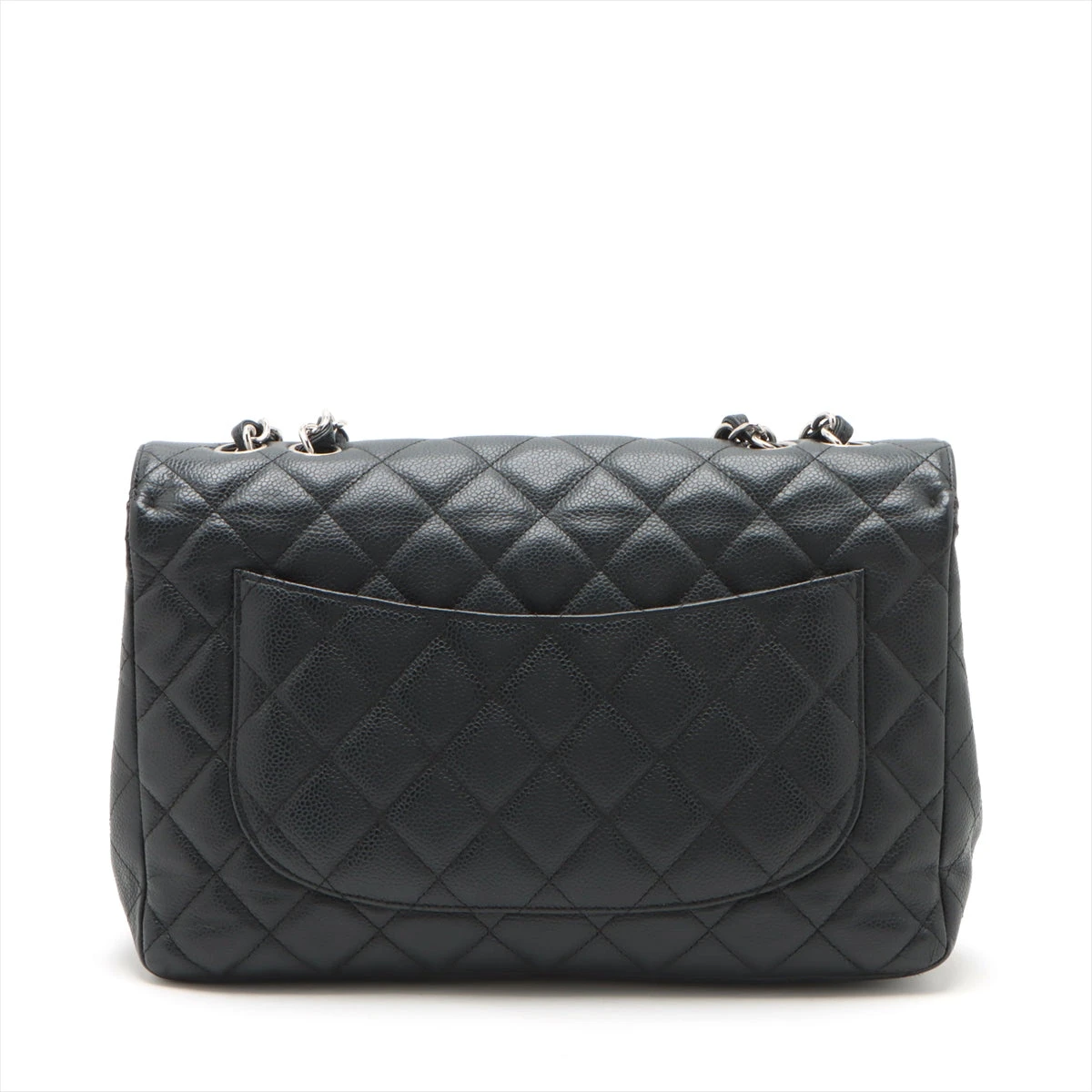 CHANEL デカマトラッセ30 キャビアスキン シルバー金具 シャネル デカマトラッセ30 ラージ キャビアスキン シングルフラップ