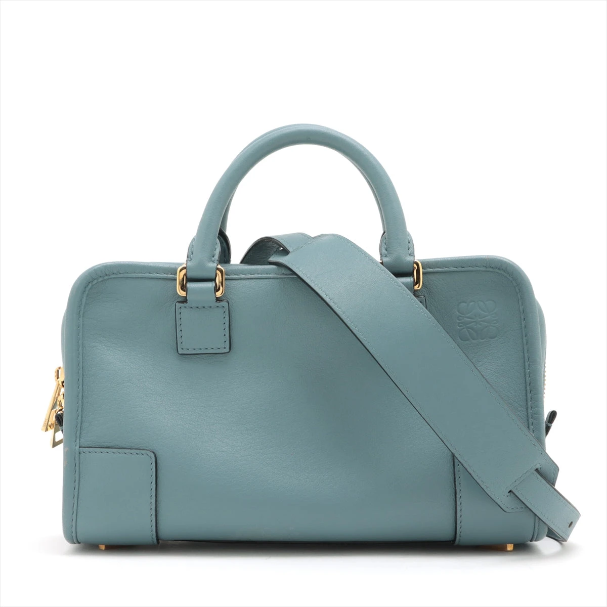 良品 LOEWE ロエベ アマソナ ブルー 2WAY ハンド ショルダー バッグ 斜め掛け レザー レディース k2701 LOEWE - 良品 LOEWE ロエベ アマソナ ブルー 2WAY ハンド ショルダー