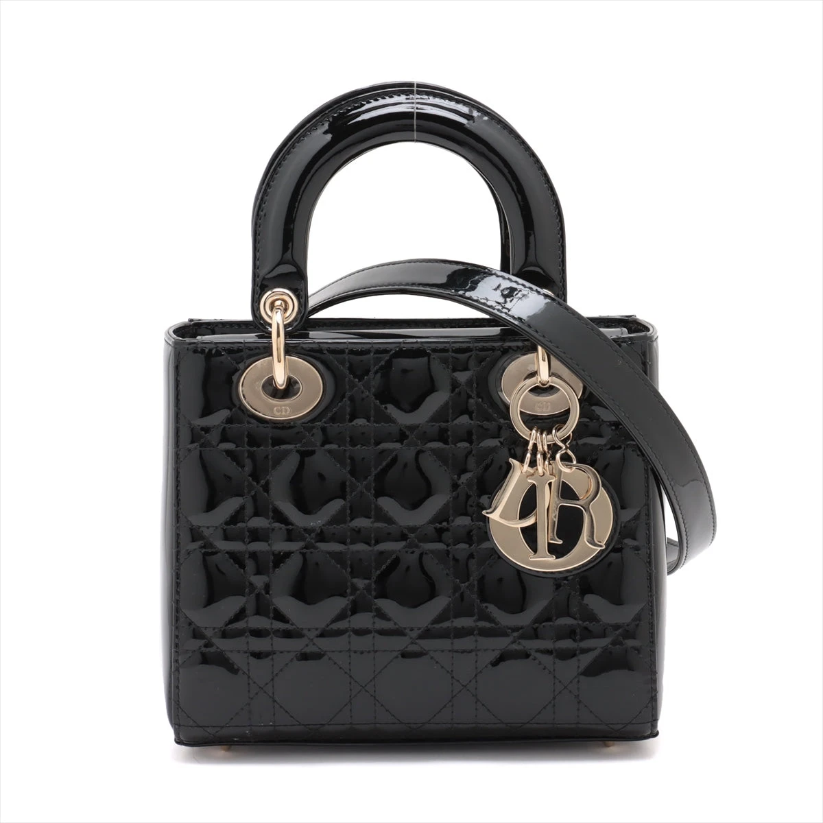 さ 　Dior レディディオール　パテント　レザー　ハンドバッグ　ブラック ディオール レディディオール ラージ カナージュ ブランドオフ