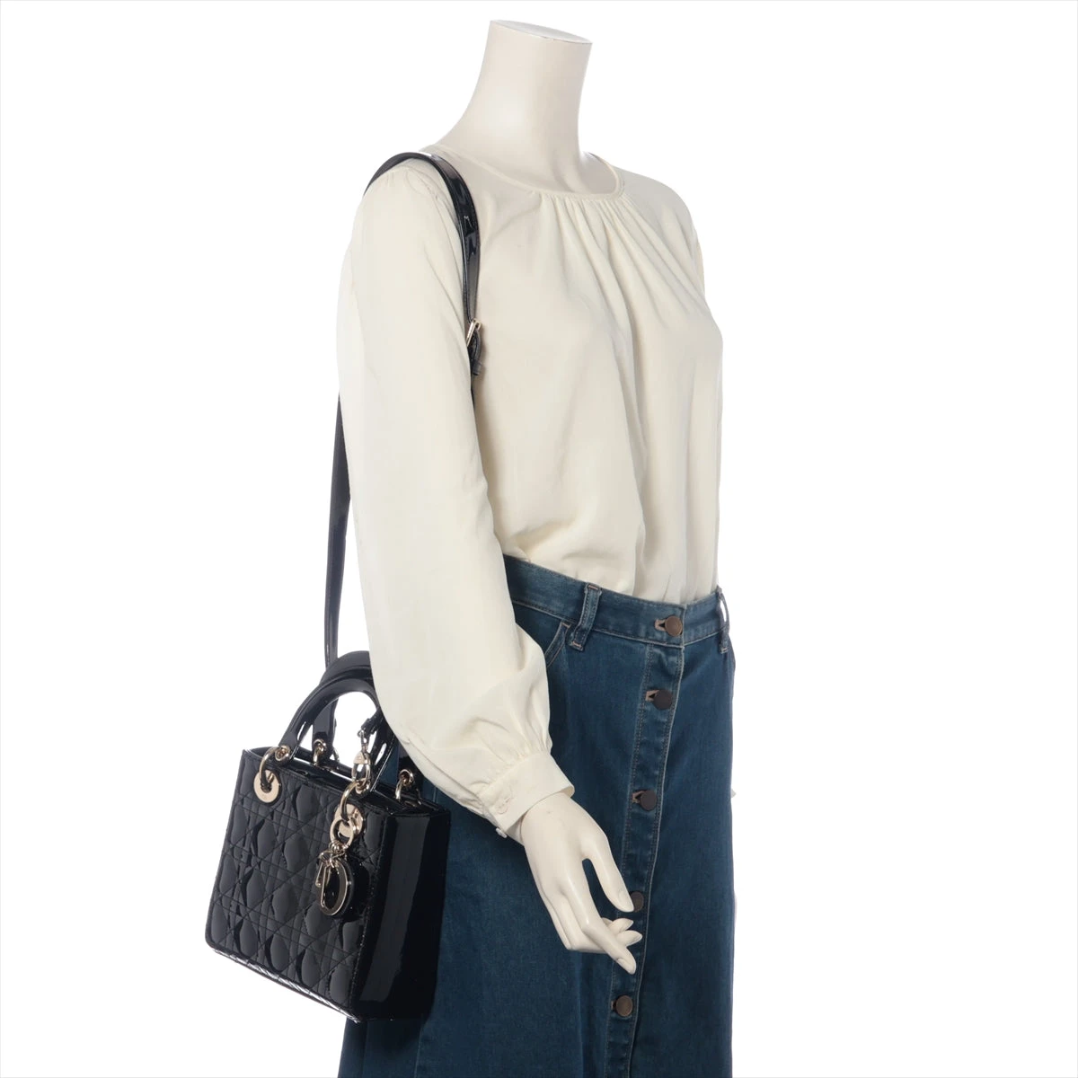 【クリスチャンディオール】カナージュ パテントレザー オープントゥパンプス 37 クリスチャンディオール レディディオール カナージュ パテント