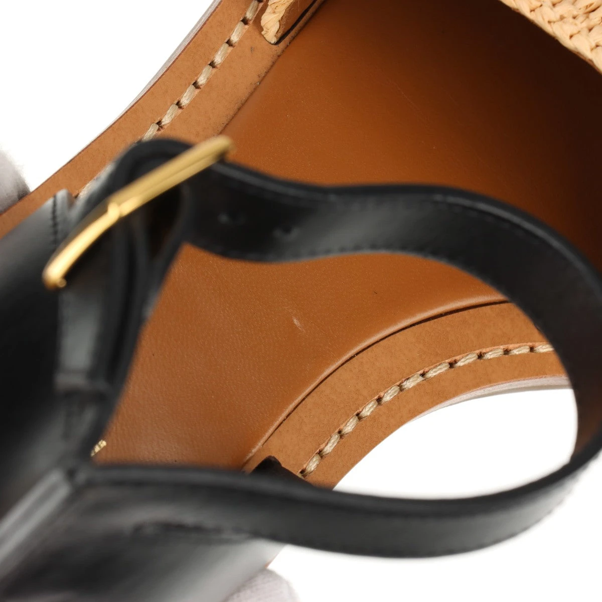 セリーヌ トリオンフ ラフィア×レザー サンダル 37 レディース