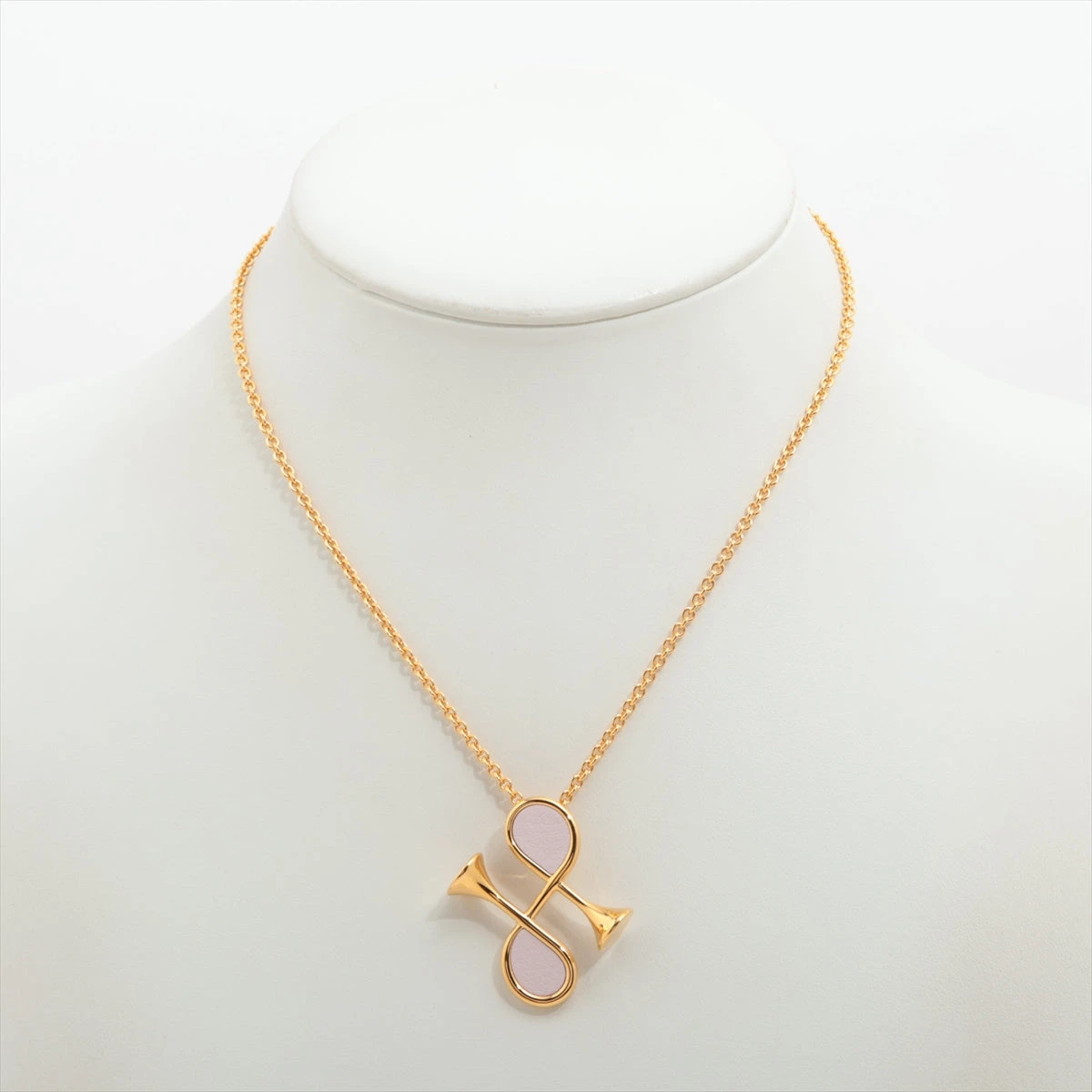 エルメス コルH ネックレス GP×レザー ピンク×ゴールド AP091295｜中古 