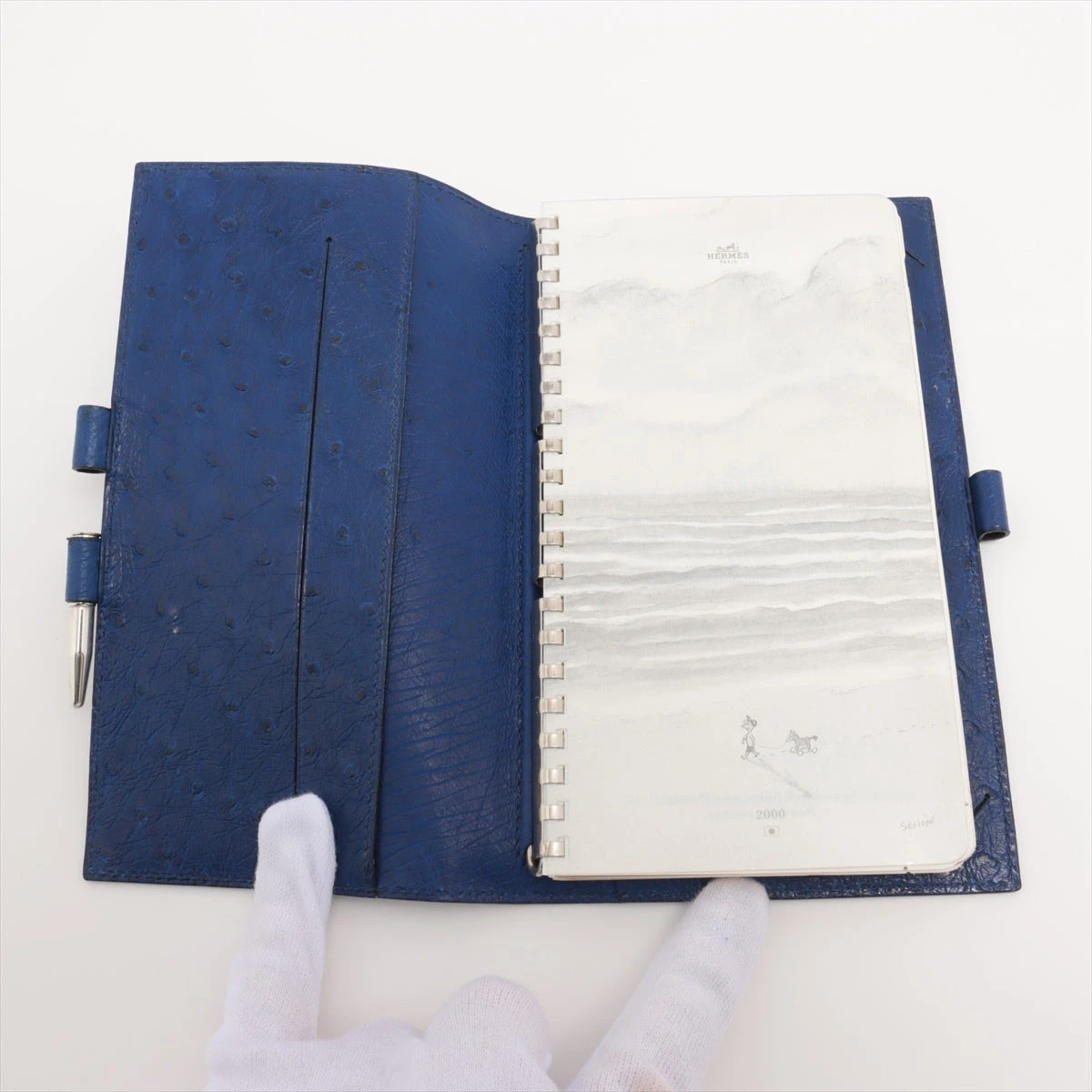 エルメス アジェンダヴィジョン オーストリッチ 手帳カバー ブルー