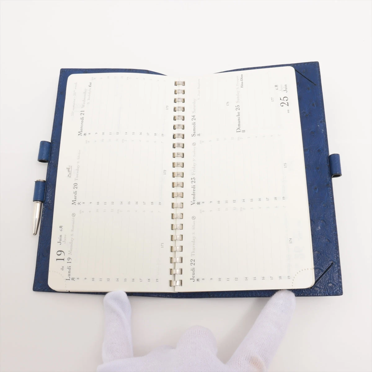 エルメス アジェンダヴィジョン オーストリッチ 手帳カバー ブルー