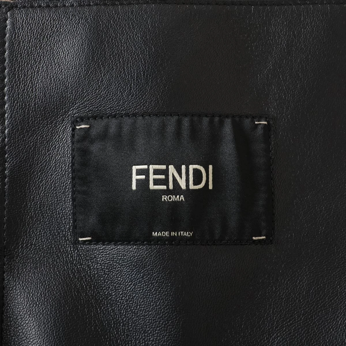 FENDI◆ミンクベスト/ファー/42/羊革/BLK/黒 フェンディ 20年 レザー ベスト 42 レディース ブラック