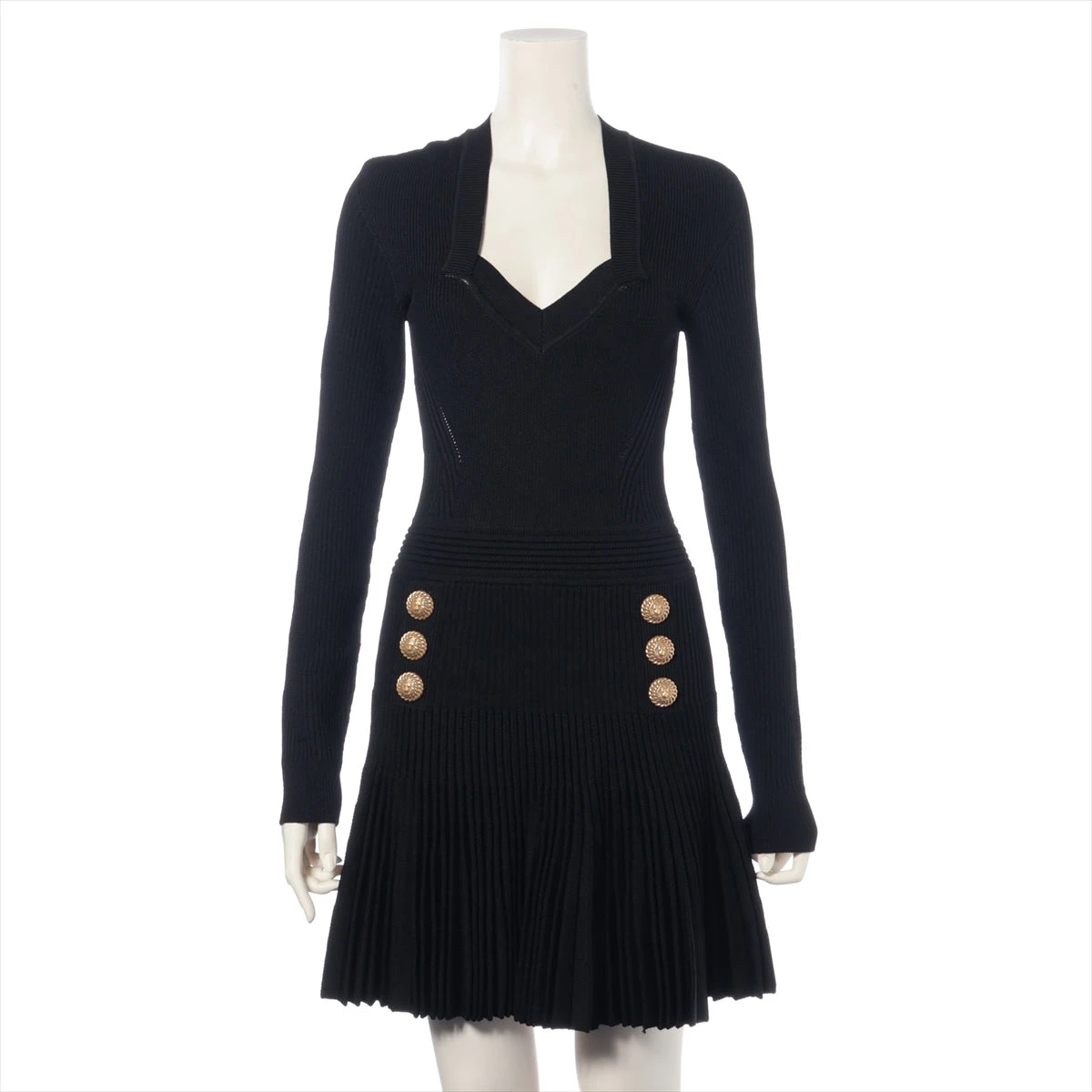 BALMAIN(バルマン) サイズ:38 Button Ribbed Dress リブドレス