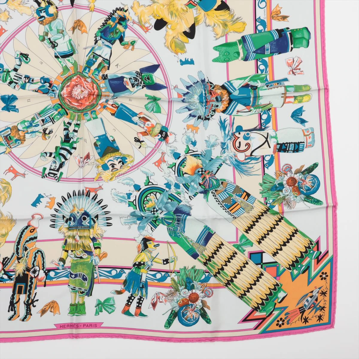 エルメス カレ90 Kachinas カチナ スカーフ シルク ピンク カレ