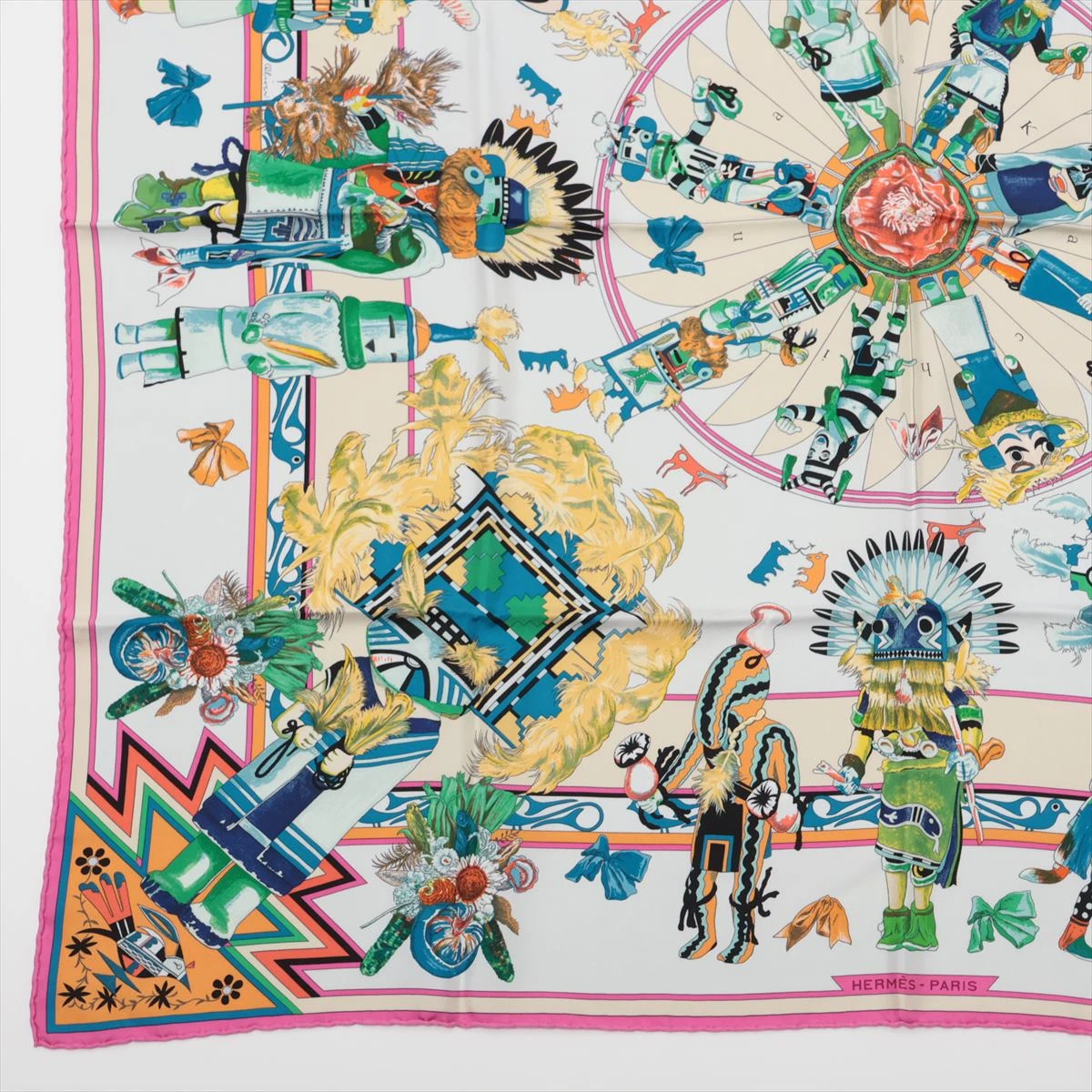 エルメス カレ90 Kachinas カチナ スカーフ シルク ピンク カレ
