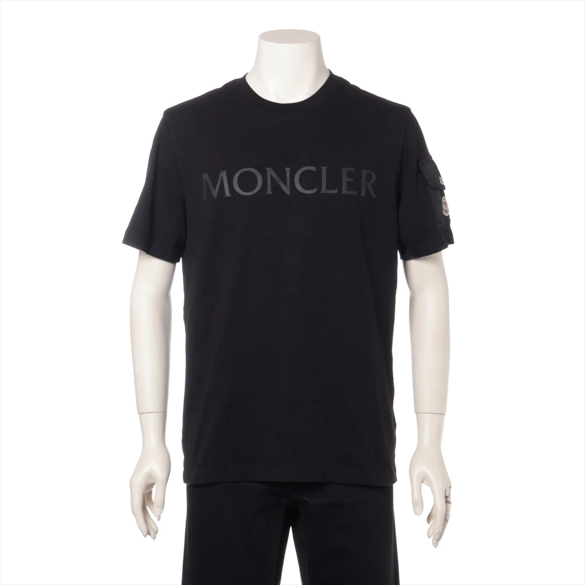 モンクレール 23年 コットン×ナイロン Tシャツ L メンズ ブラック