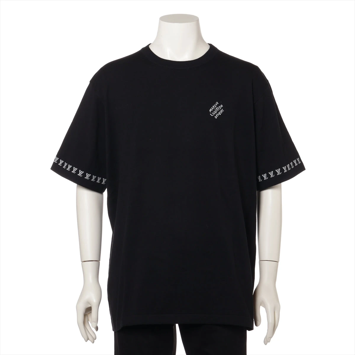 ヴィトン 24AW コットン 半袖ニット XL メンズ ブラック RM242MQ LV 