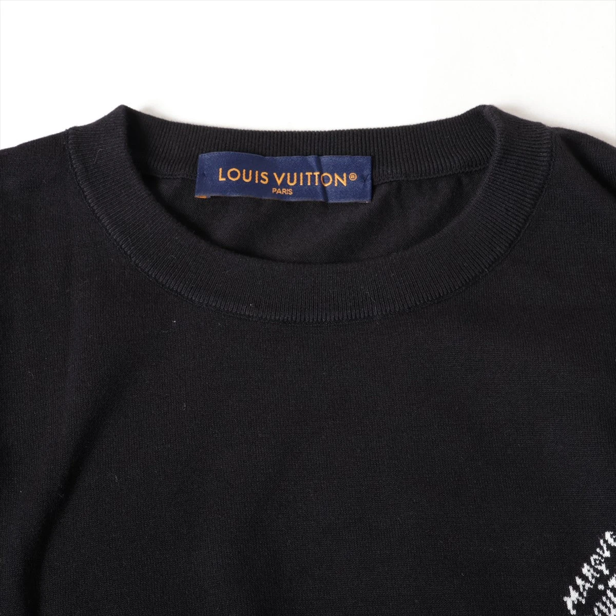 ヴィトン 24AW コットン 半袖ニット XL メンズ ブラック RM242MQ LV 