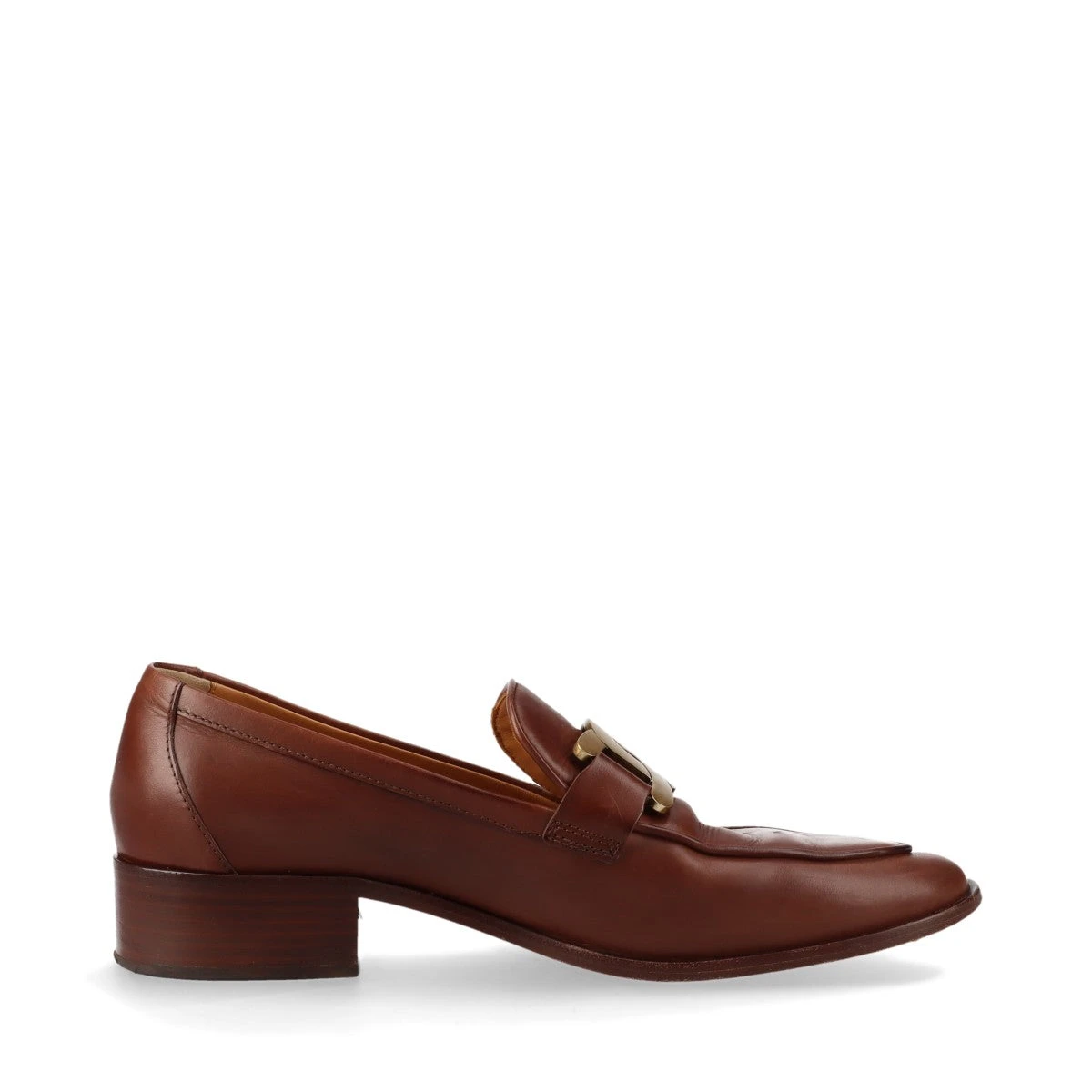 トッズ ケイト レザー ローファー 38.5 レディース ブラウン メタル