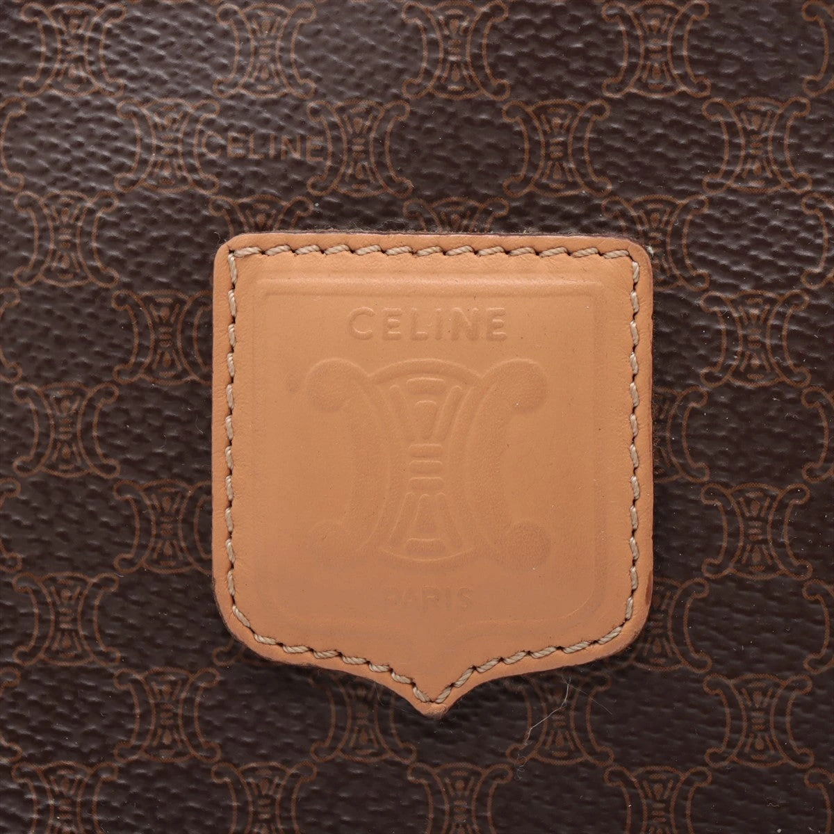 セリーヌ マカダム PVC×レザー ハンドバッグ ブラウン A3184926｜中古