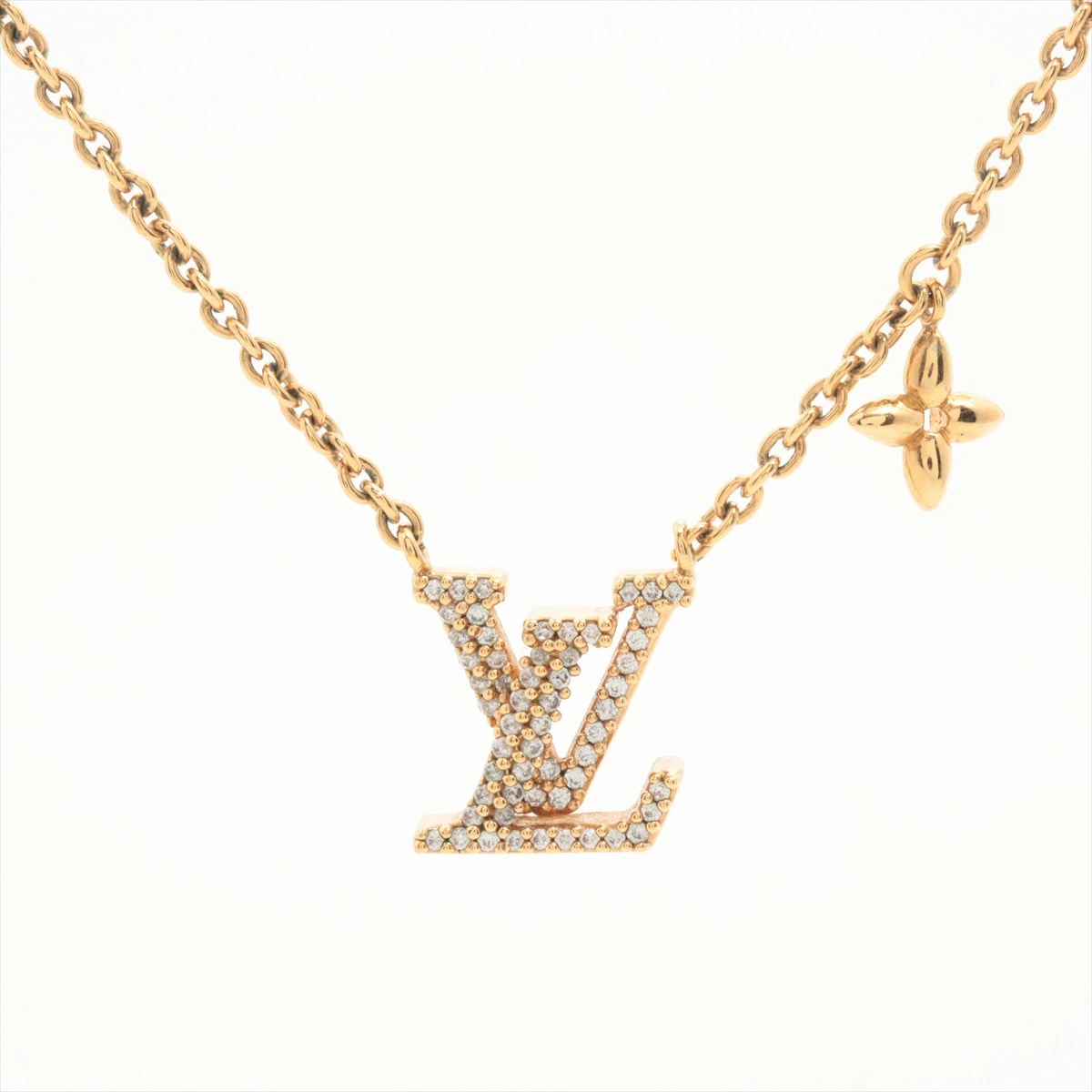極美品 ネックレス GP ゴールド ラインストーン ネックレス M00596 ヴィトン M00596 コリエLVアイコニック TE4262 ネックレス GP×ライン