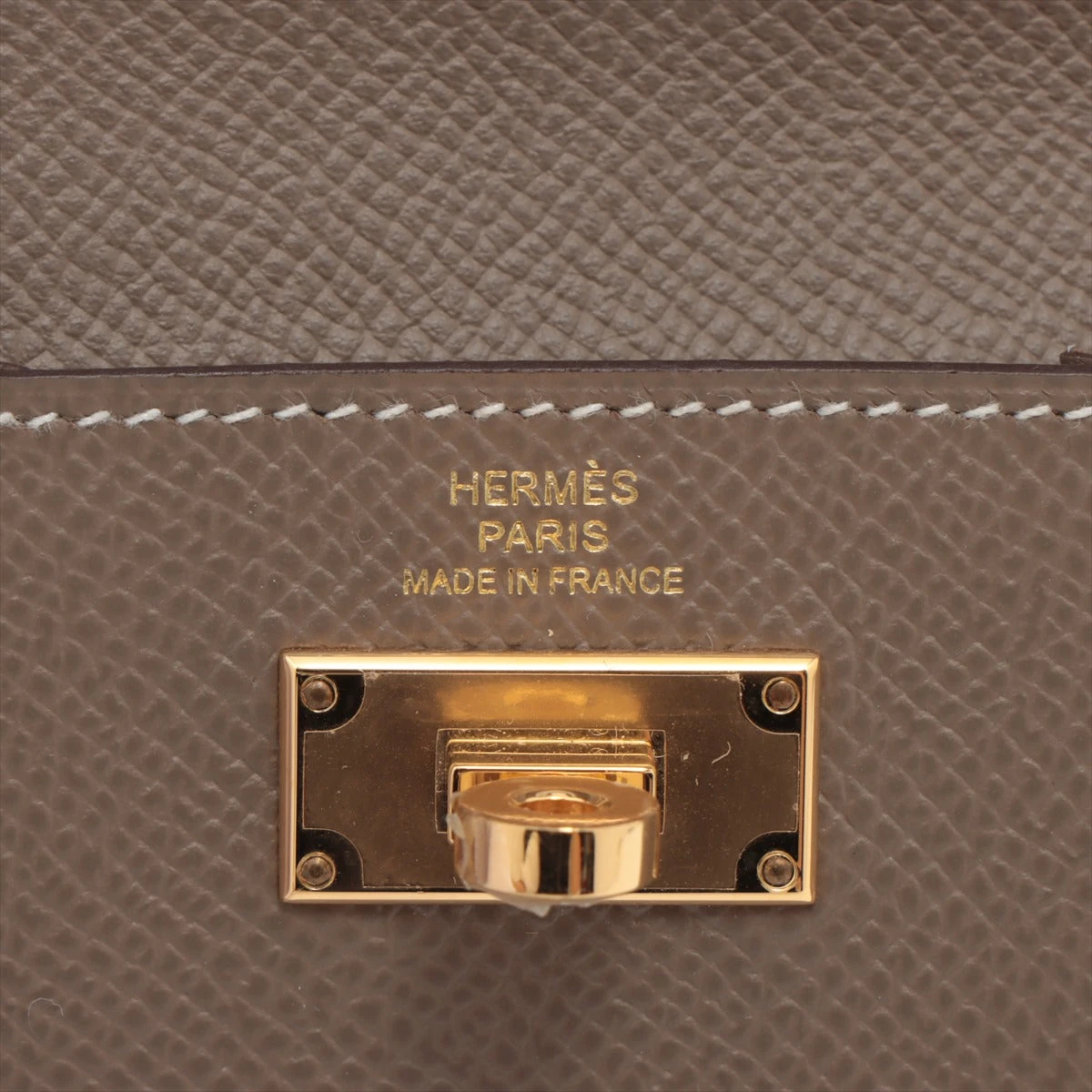 HERMES ケリーポケットコンパクト エトゥープ　ゴールド金具　エプソン エルメス ケリーポケットコンパクト ヴォーエプソン コイン