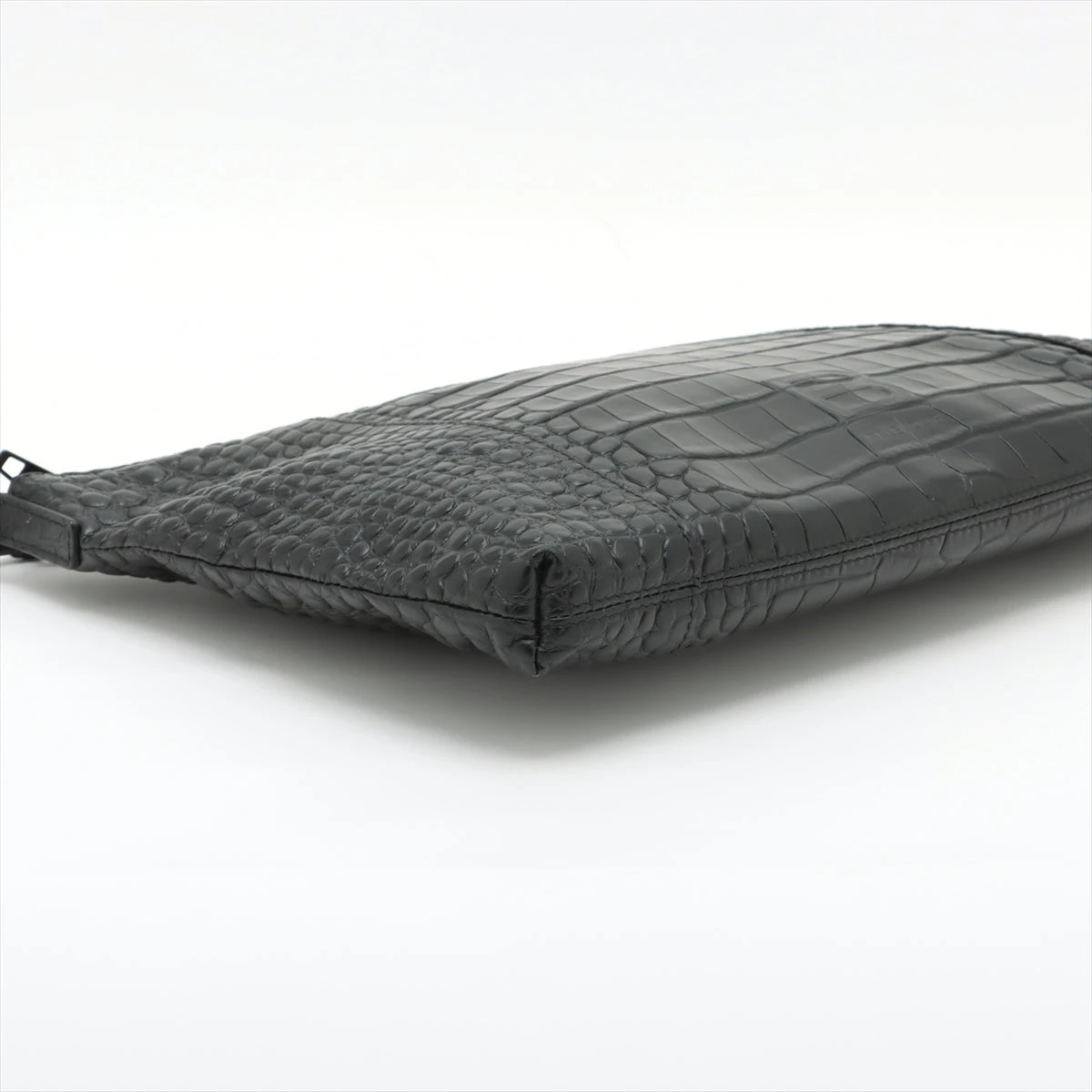 バレンシアガ アワーグラス クロコ型押し クラッチバッグ ブラック