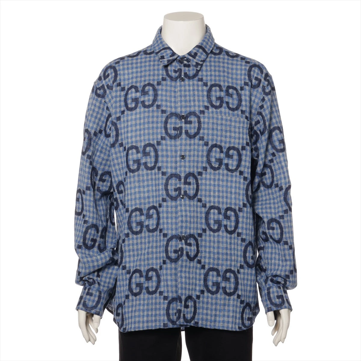 グッチ ジャンボGG ウール Tシャツ 50 メンズ ネイビー×ブルー