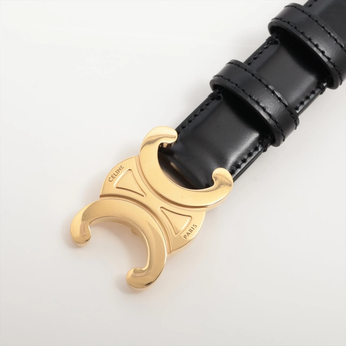 セリーヌ トリオンフ ベルト 70 レザー ブラック VP009298｜中古