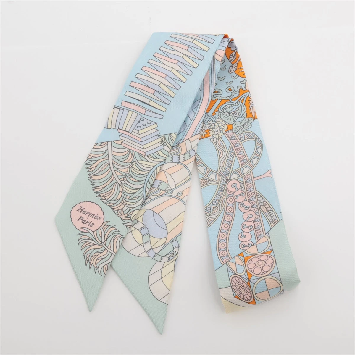 杖傘と決闘　エルメス　ツイリー エルメス ツイリースカーフ シルク100% 杖傘と決闘 De l