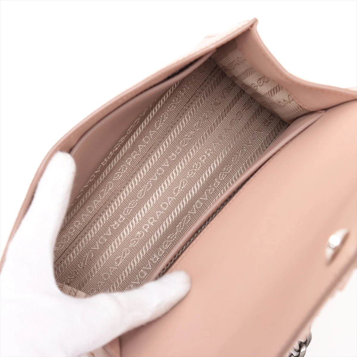 プラダ サフィアーノキュイール チェーンショルダーバッグ ピンク