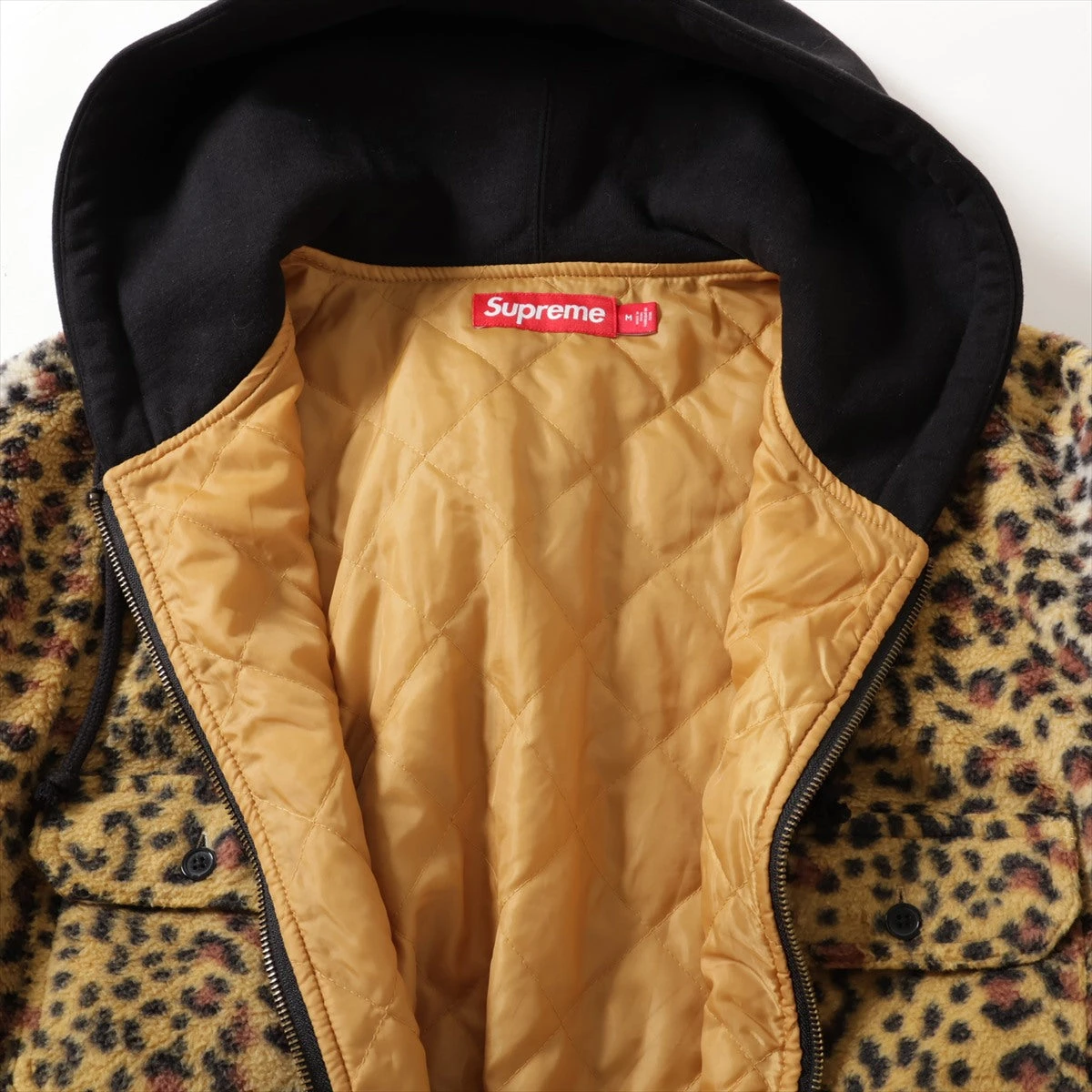 シュプリーム ジャケット M レオパード フリース ジップアップ ヒョウ柄