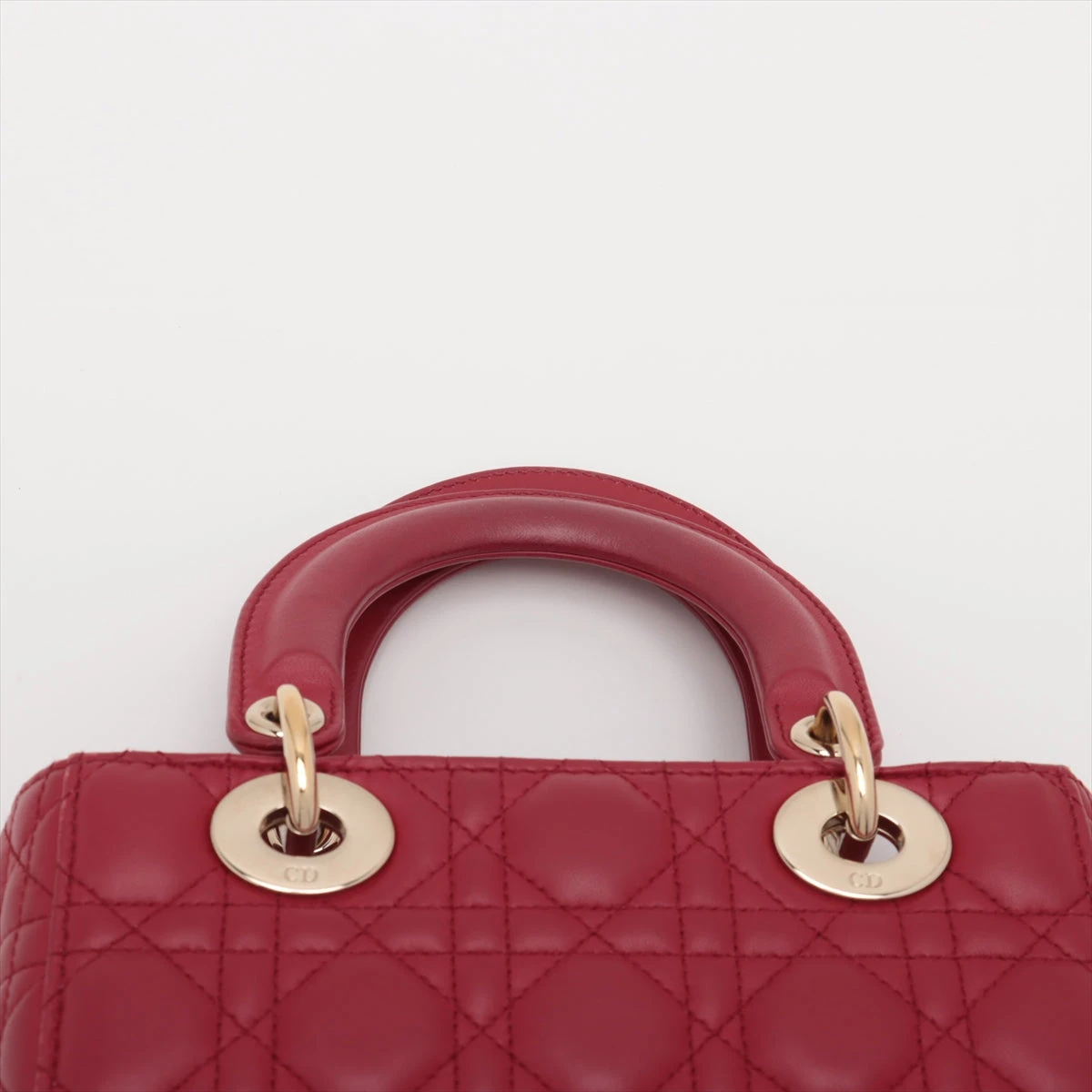 【美品】ディオール　ハンドバッグ　2way　CD　ゴールド金具　レザー　レッド 極 美品 袋付 Christian Dior ディオール レディディオール