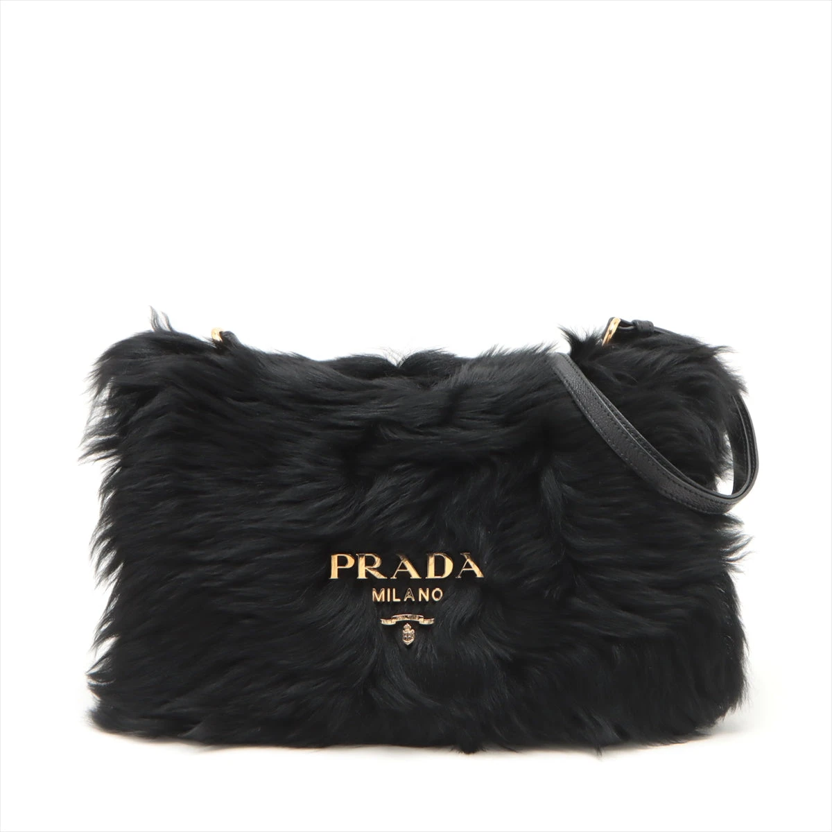 PRADA ファー ハンドバッグ 黒 PRADA 黒 ファーショルダーバッグ