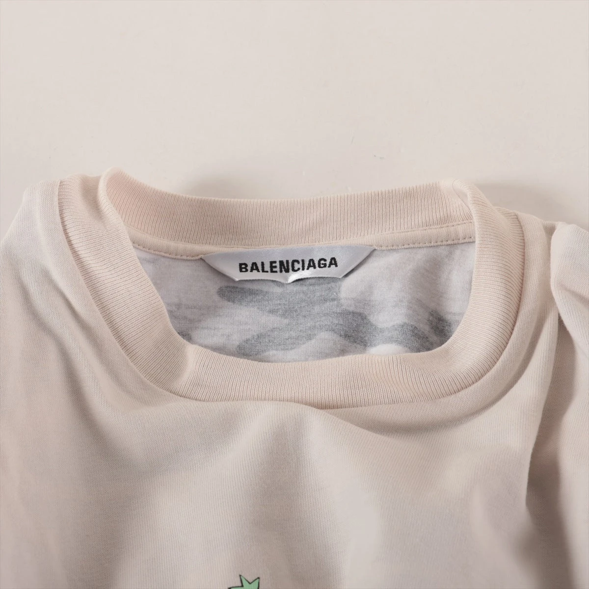 バレンシアガ クリスタルロゴTシャツ ベージュ バレンシアガ 20年 コットン×ポリエステル Tシャツ XS メンズ