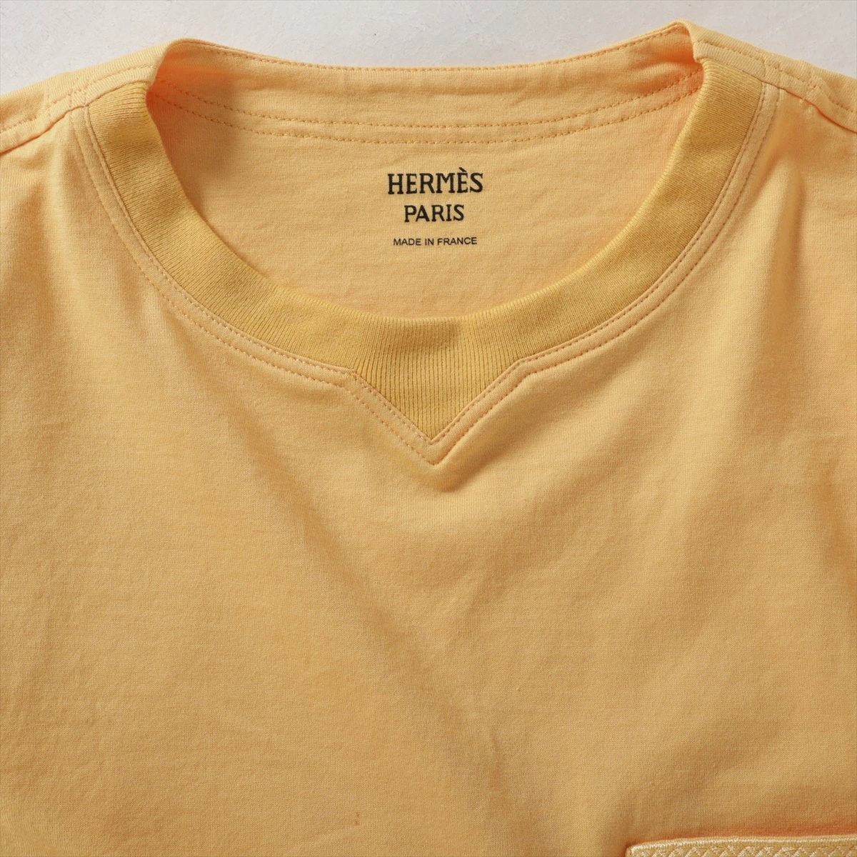 エルメス コットン Tシャツ 34 レディース イエロー 刺繍ワッペン