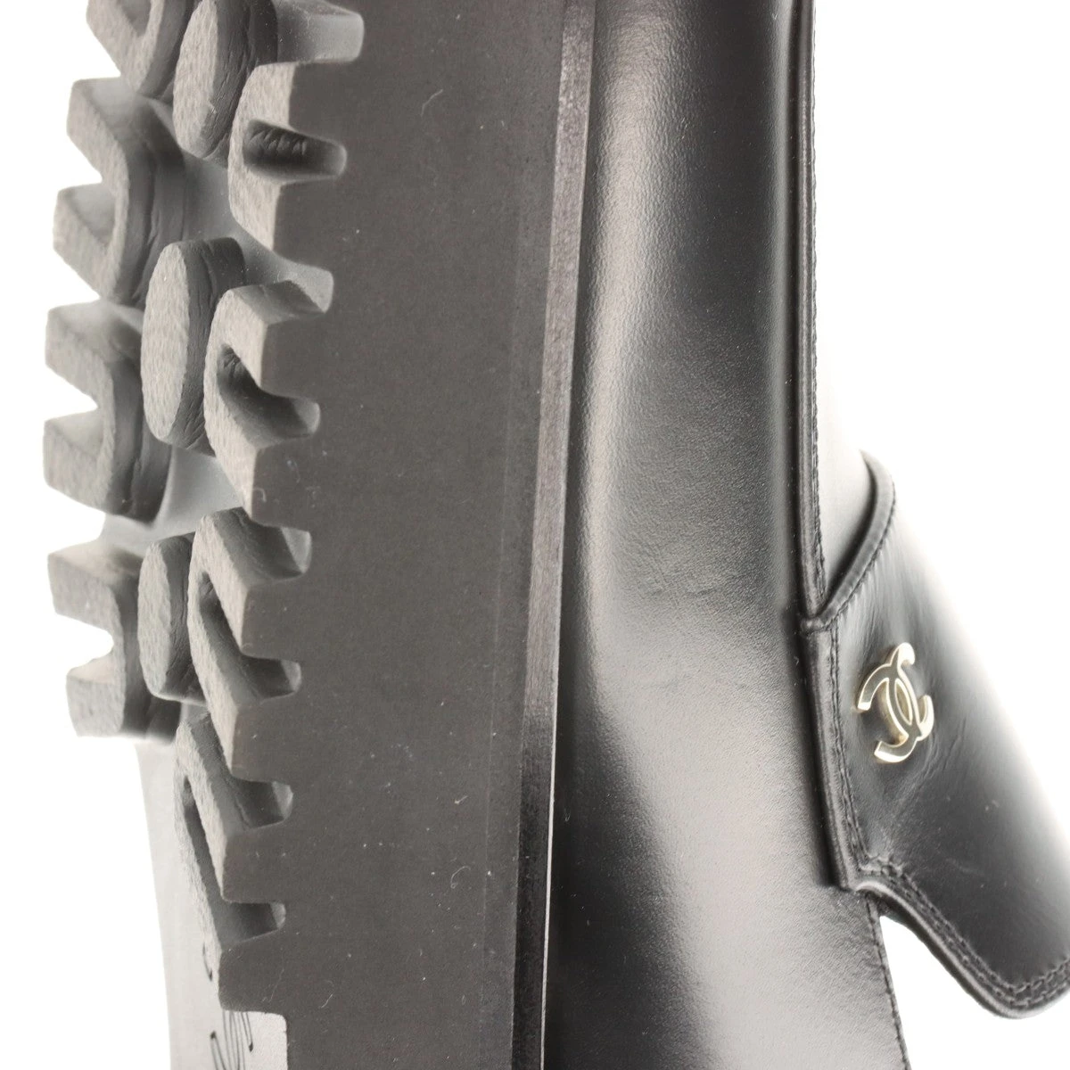 CHANEL シャネル ローファー マトラッセ ビーズ ココマークブラックレザー シャネル ココマーク レザー ローファー 35C レディース