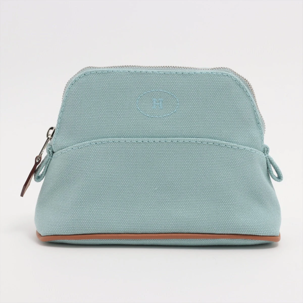 エルメス HERMES ボリードポーチ ミニ ベージュ コットン/レザー