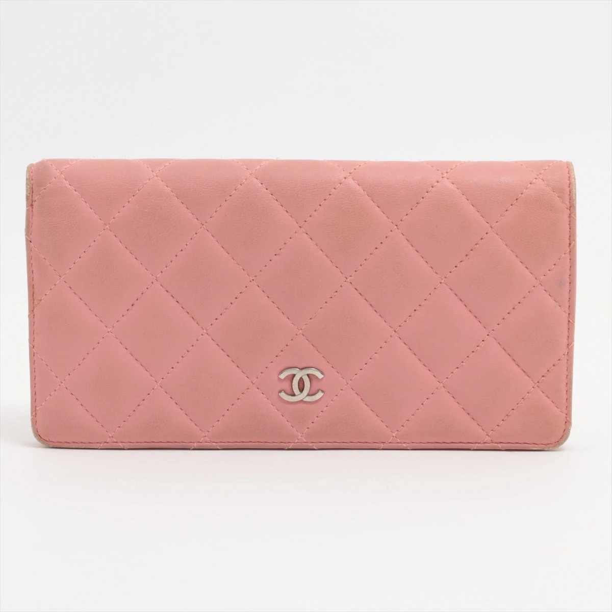 CHANEL　長財布　マトラッセ　ラムスキン　ピンク シャネル マトラッセ ラムスキン 財布 ピンク シルバー金具 14