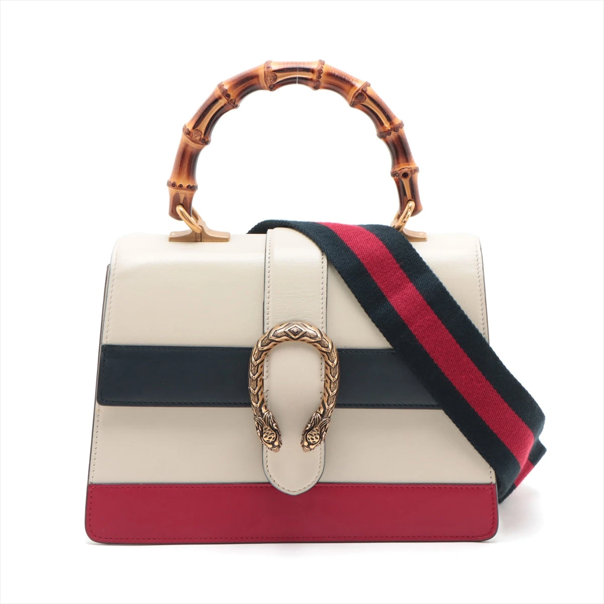 GUCCI ディオニュソス バンブー 2way ハンドバッグ トリコロール グッチ バンブー ディオニュソス レザー 2WAYハンドバッグ