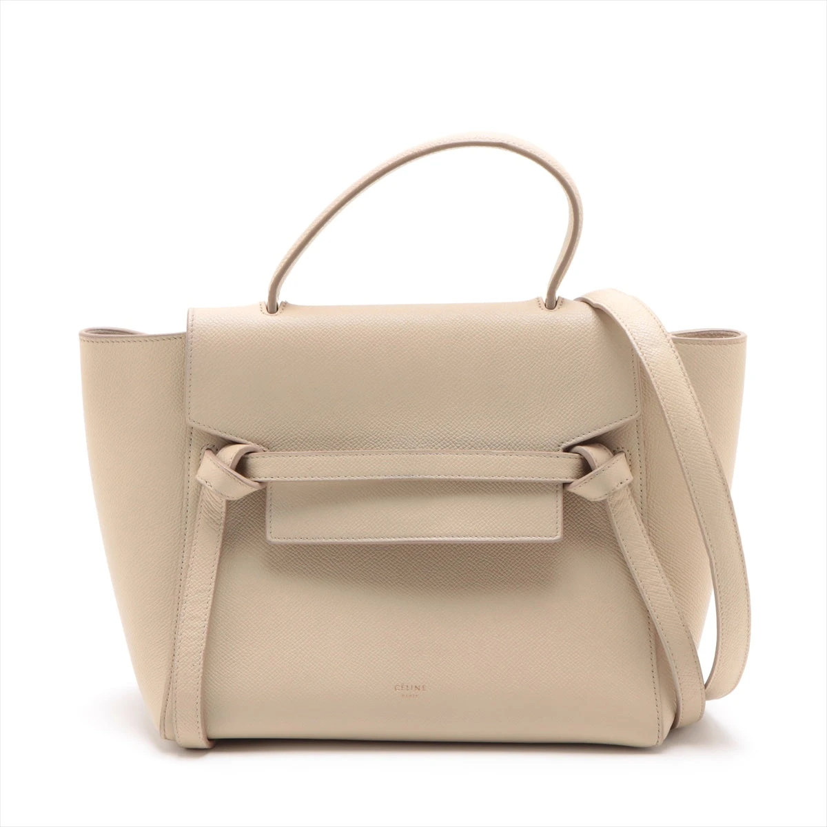 レア【CELINE】ベージュ レザー ベルト ミニ ハンドバッグ CELINE セリーヌ ベルトバッグ ミニ 2WAY ショルダーバッグ