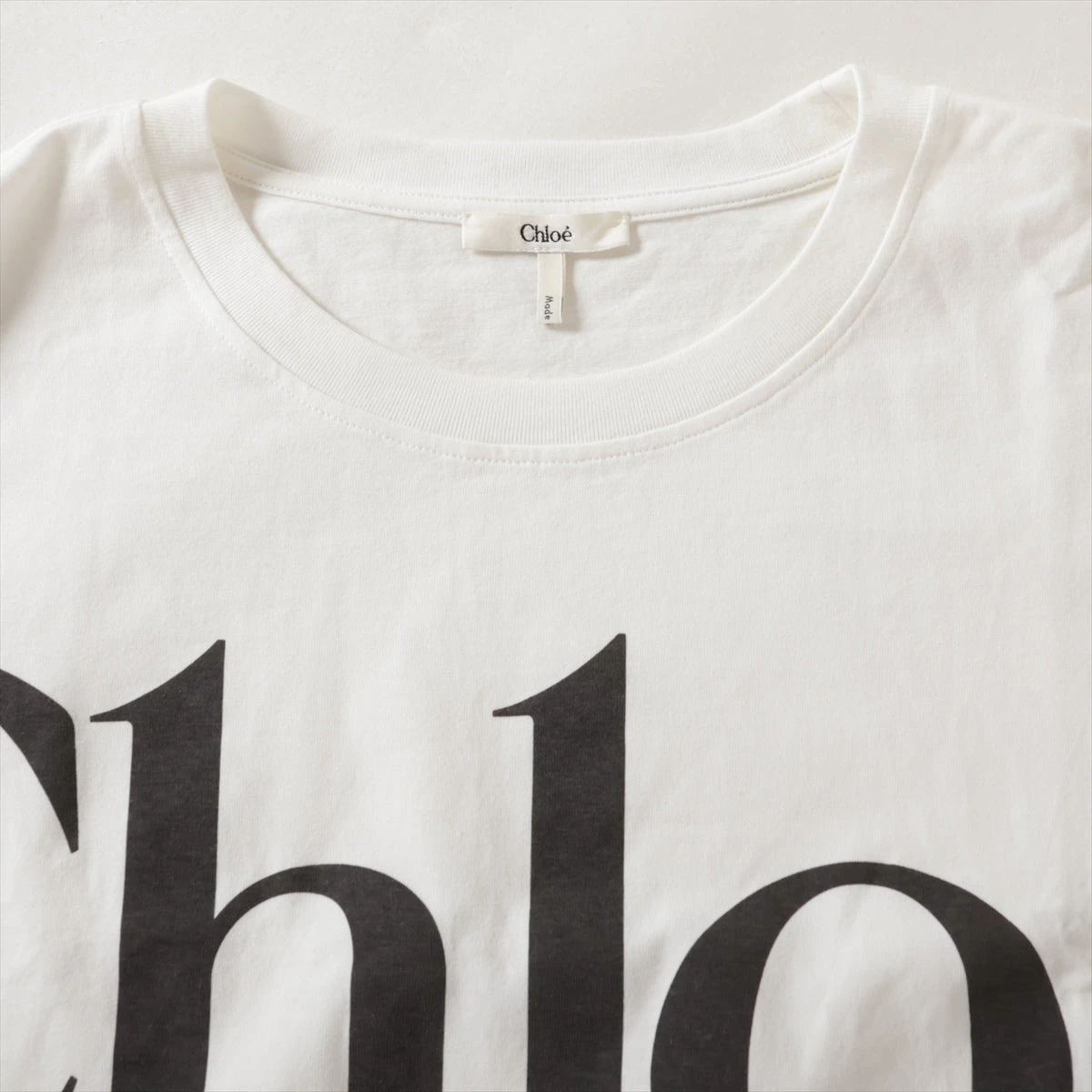 クロエ Tシャツ トップス  CHC24AJH09183101M ホワイト レディース 中古A品 クロエ コットン Tシャツ XS レディース ホワイト