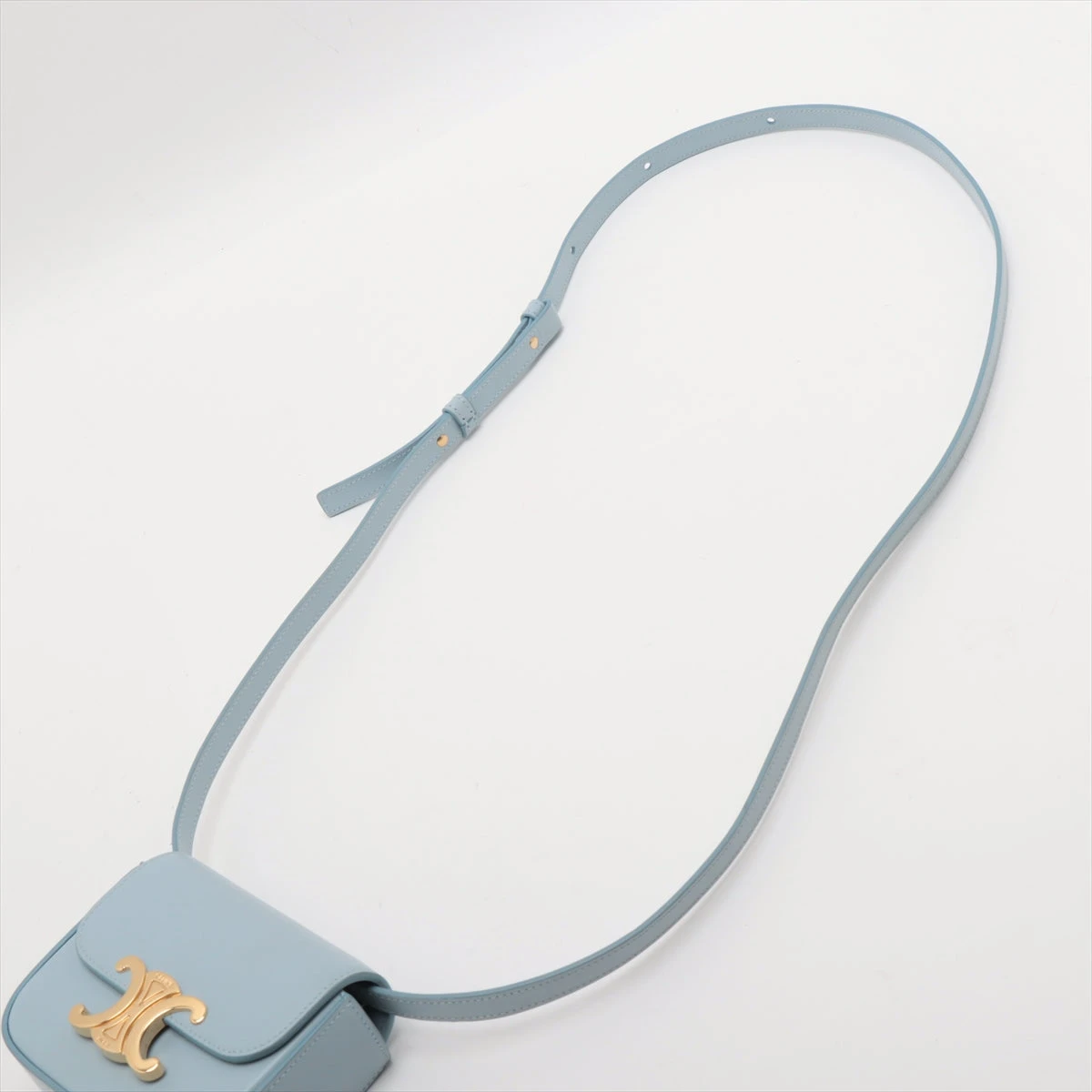 セリーヌ トリオンフ レザー ショルダーバッグ ブルー AP091331｜中古