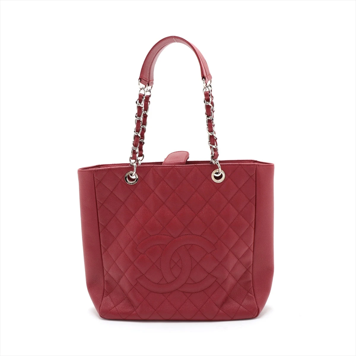 シャネル GST キャビアスキン チェーントートバッグ レッド
