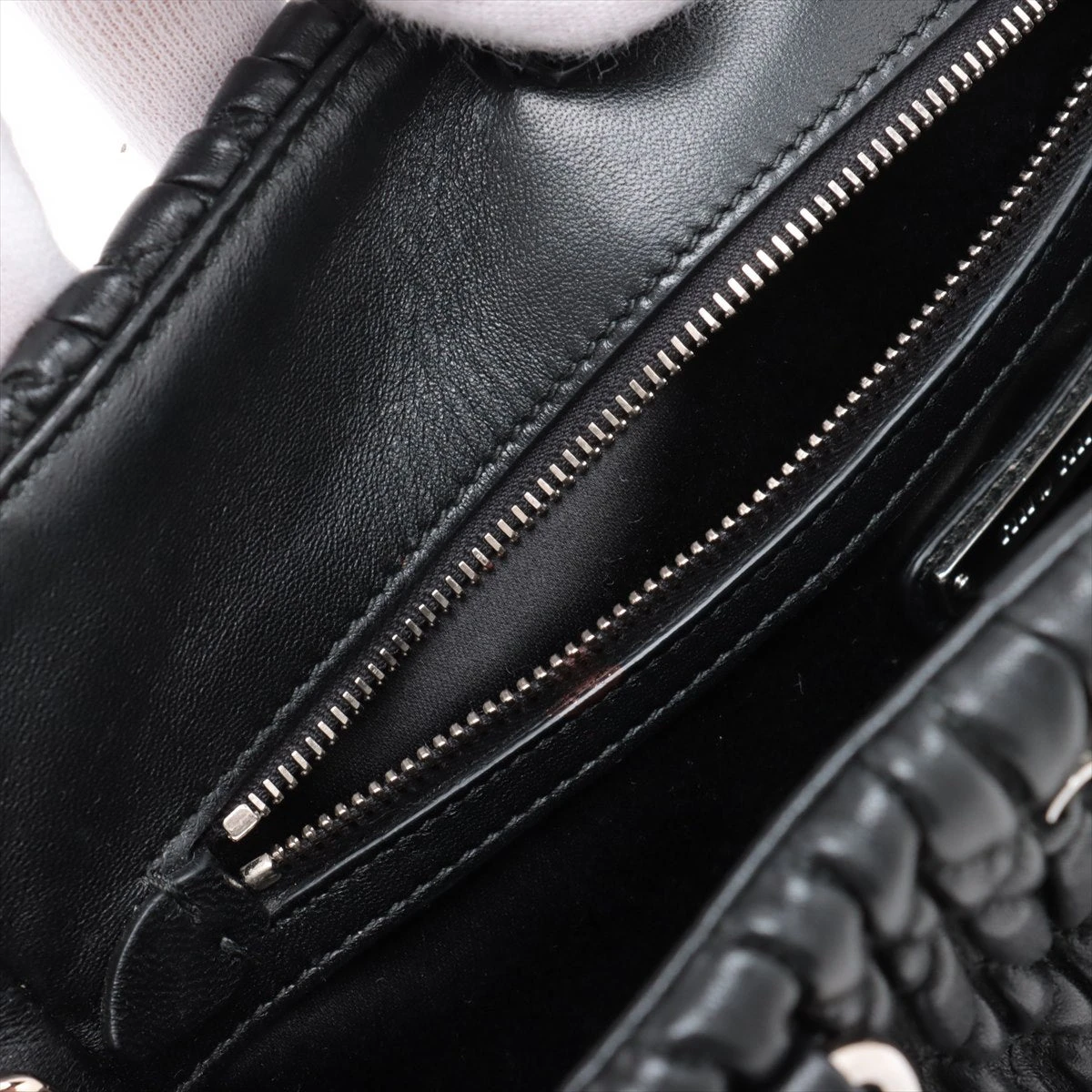 ミュウミュウ ナッパクリスタル レザー 2WAYハンドバッグ ブラック