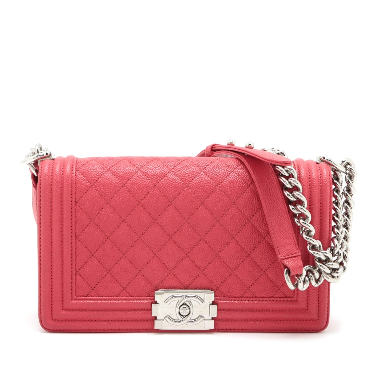VINTAGE シャネル BOY CHANEL 25cm キャビア ピンク/S金具 VINTAGE シャネル BOY CHANEL 25cm キャビア ピンク/S金具