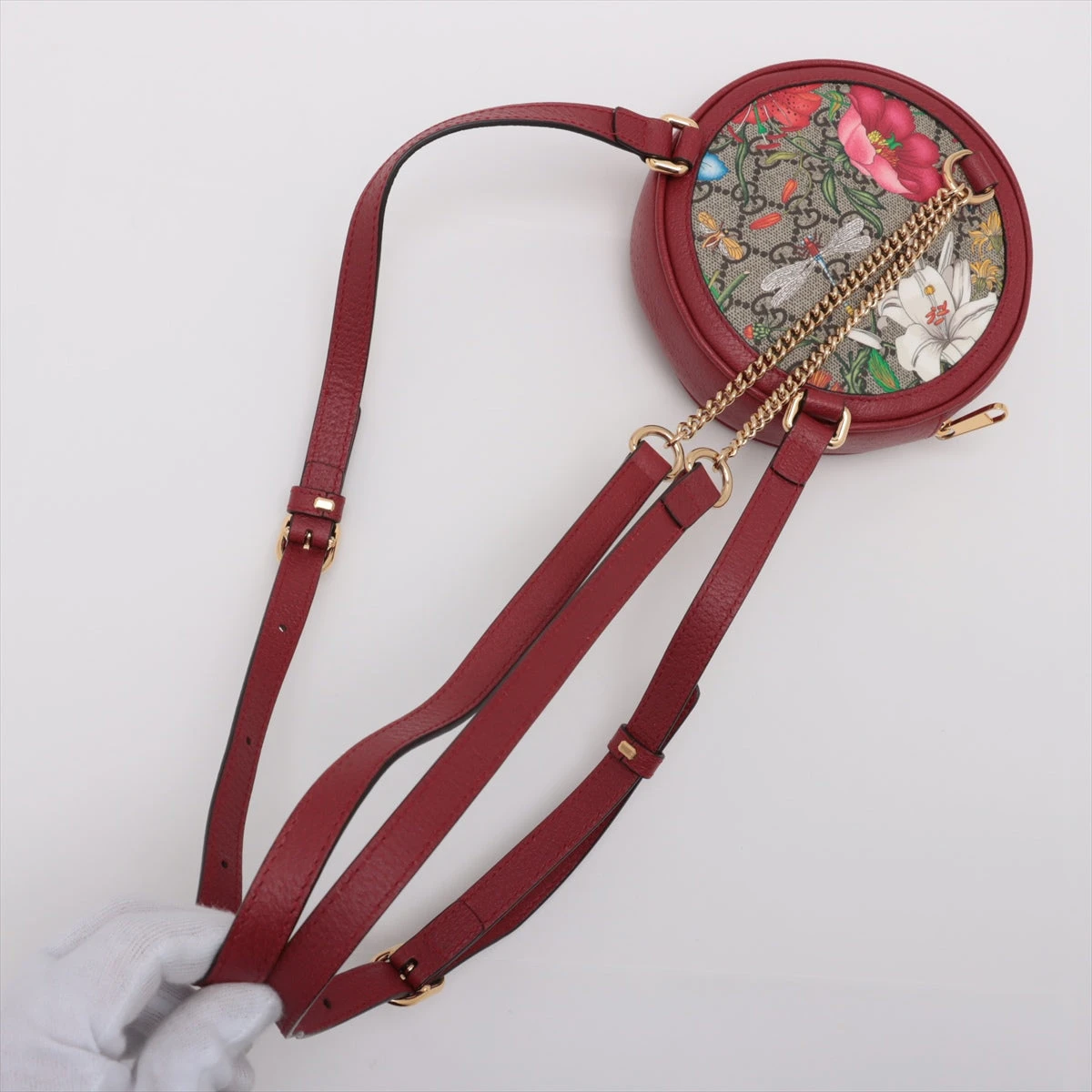 Gucci グッチ オフィディア フローラ レッド レザー クロスボディ バッグ