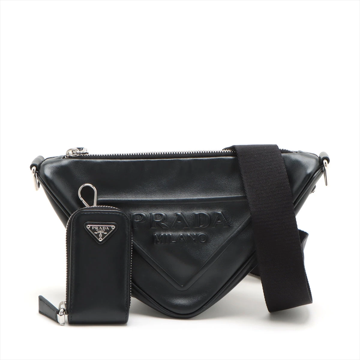 PRADA プラダ ショルダーバッグ ポシェット 三角ロゴ レザー