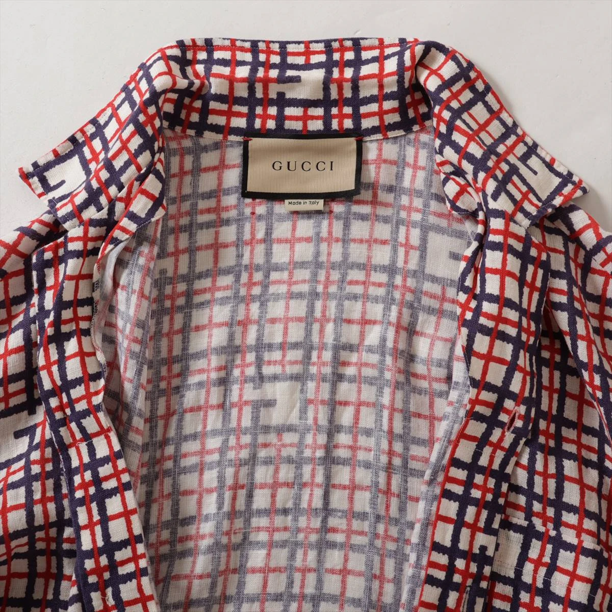 グッチ GG リネン×ポリエステル シャツ 48 メンズ マルチカラー 742706  