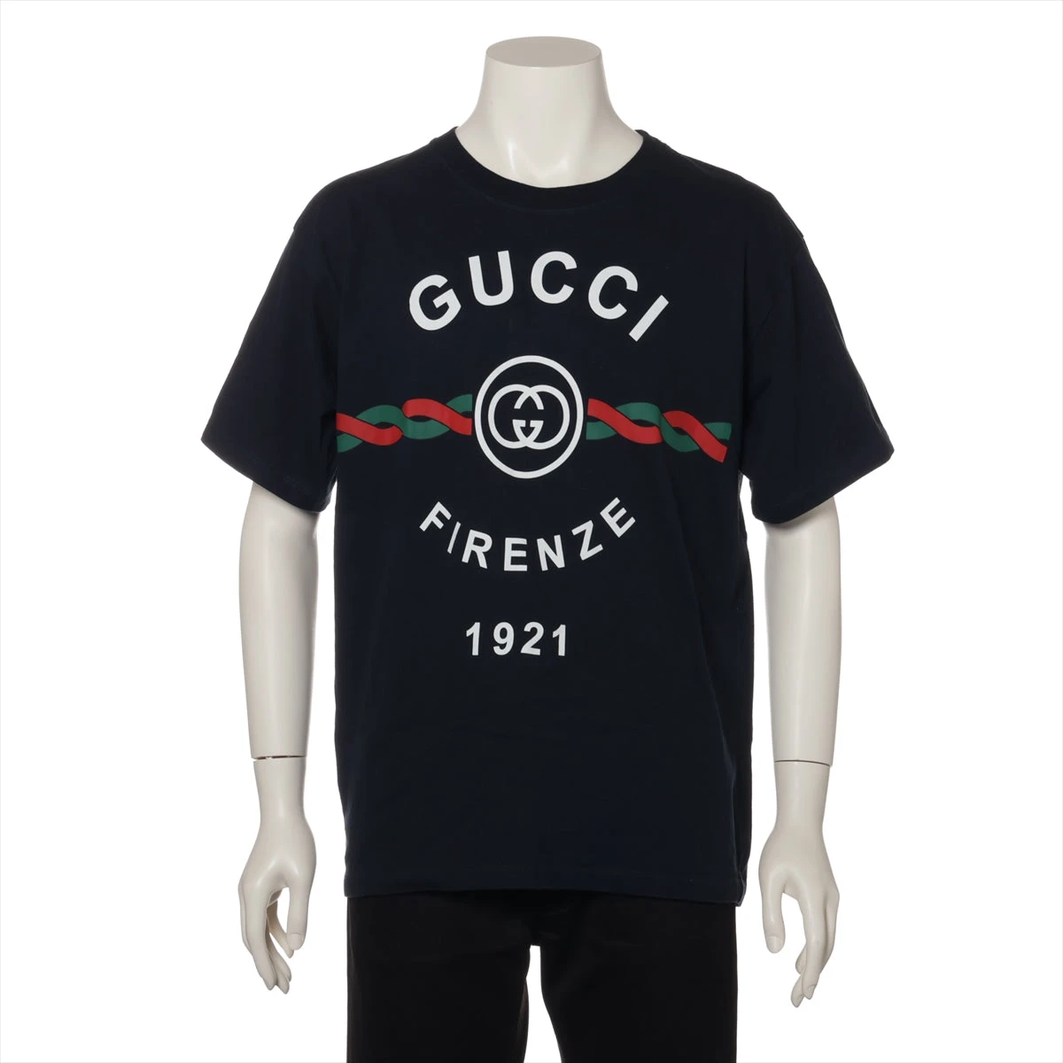 グッチ コットン Tシャツ S メンズ ネイビー 616036 FIRENZE