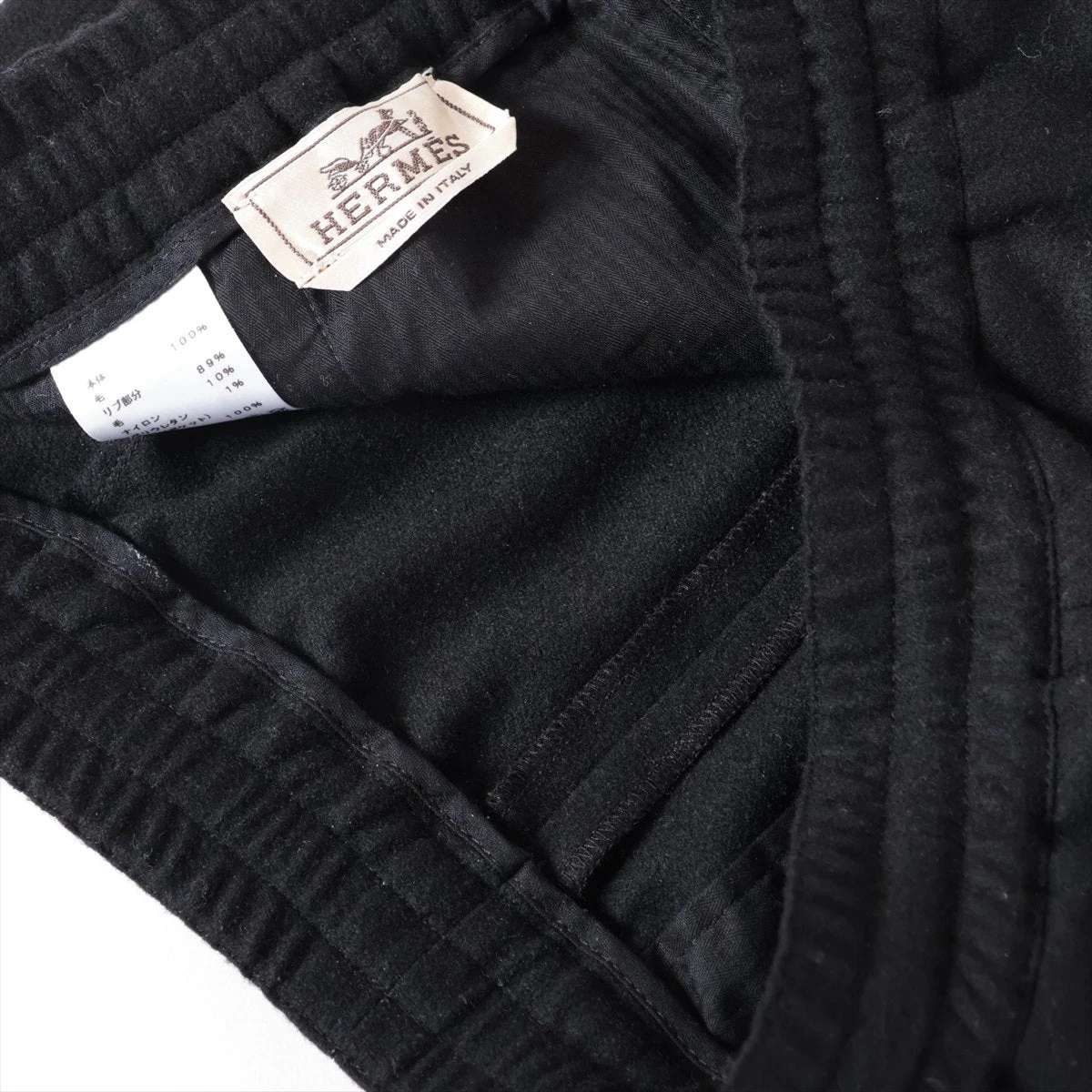 ◇HERMES ナイロンパンツ ブラック 裾リブ メンズ パンツ 《H