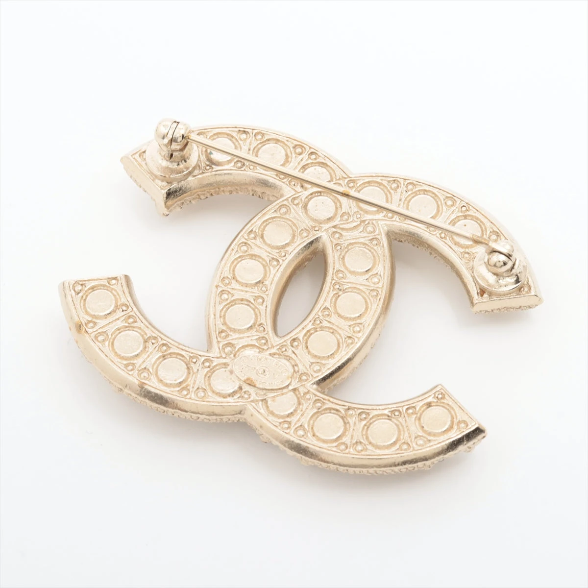 ココマーク ブローチ GP×ラインストーン×フェイクパール ゴールド シャネル ココマーク ブローチ フェイクパール×GP×ラインストーン 22S