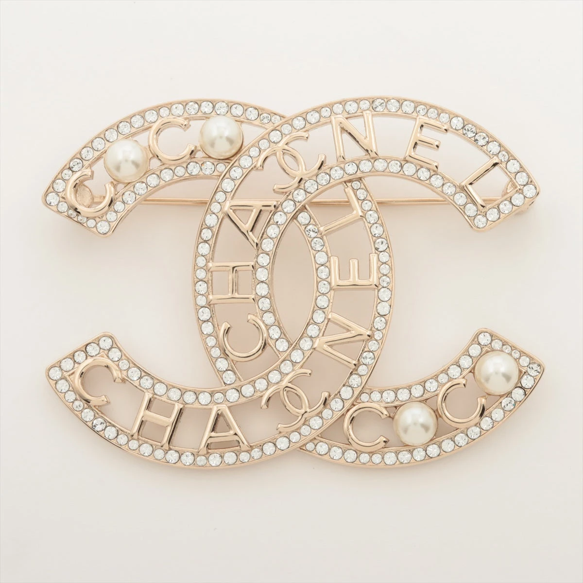 シャネル ココマーク ロゴ B20B ブローチ GP×ラインストーン