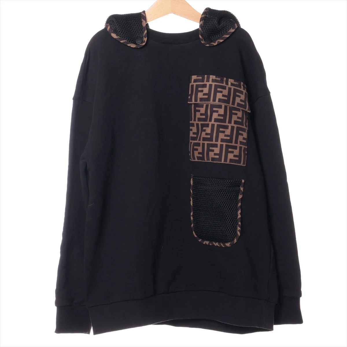 フェンディ ズッカ コットン パーカー 12+ キッズ ブラック 61102091